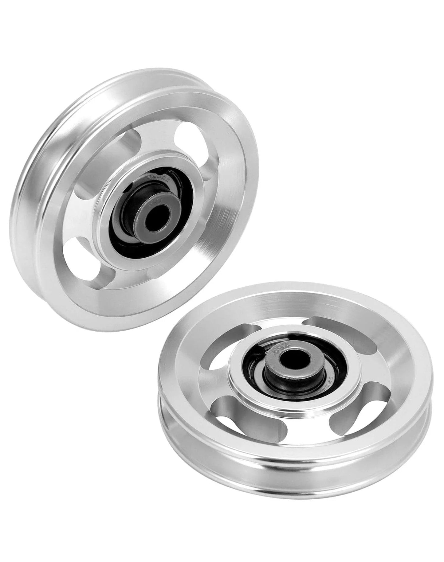 Universal Aluminium Alloy Bearing Pulley Wheel for Sports Fitness Equipment, 95mm Size, 2 pieces, high load capacity, front view.