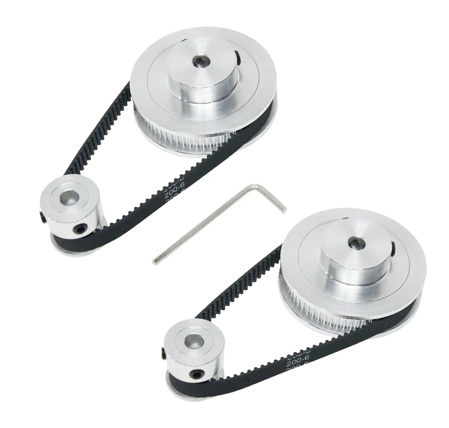 Two Pack Aluminum 2GT Timing Pulleys Set 20T And 60T With 5mm Bore Compatible With 2GT Synchronous Belts 200mm Length And 6mm Width