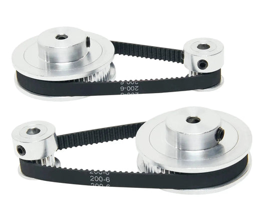 Two Pack Aluminum 2GT Timing Pulleys Set 20T And 60T With 5mm Bore Compatible With 2GT Synchronous Belts 200mm Length And 6mm Width