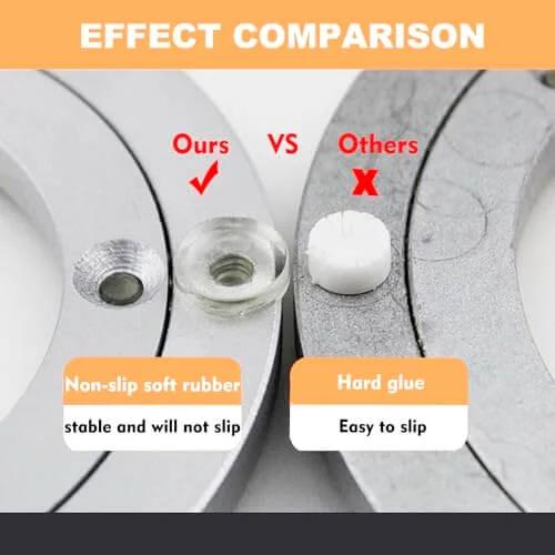 Effect comparison of 4 Inch Aluminum Alloy Lazy Susan Swivel Bearing with non-slip rubber vs others with hard glue.
