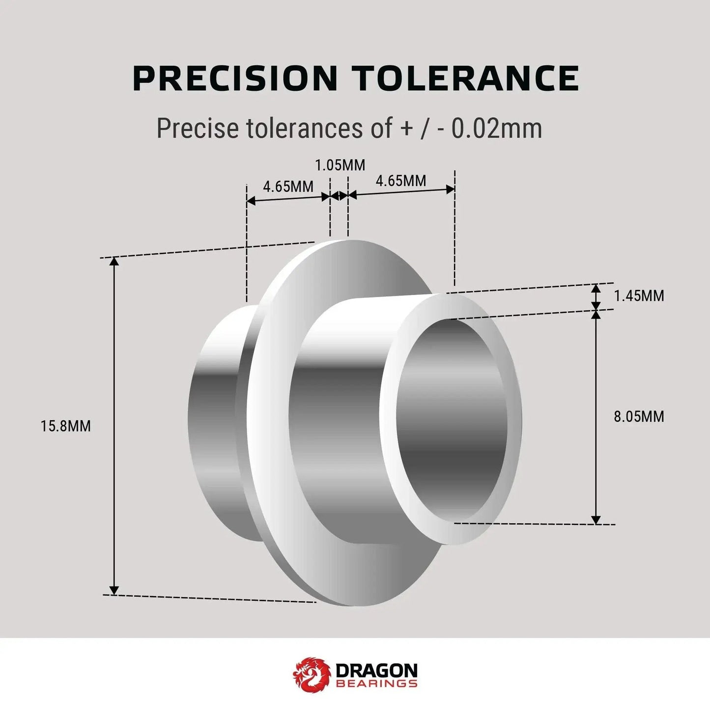 Diagram of aluminum self-centering bearing spacer with precise tolerance for inline skates, roller skates, and skateboards.