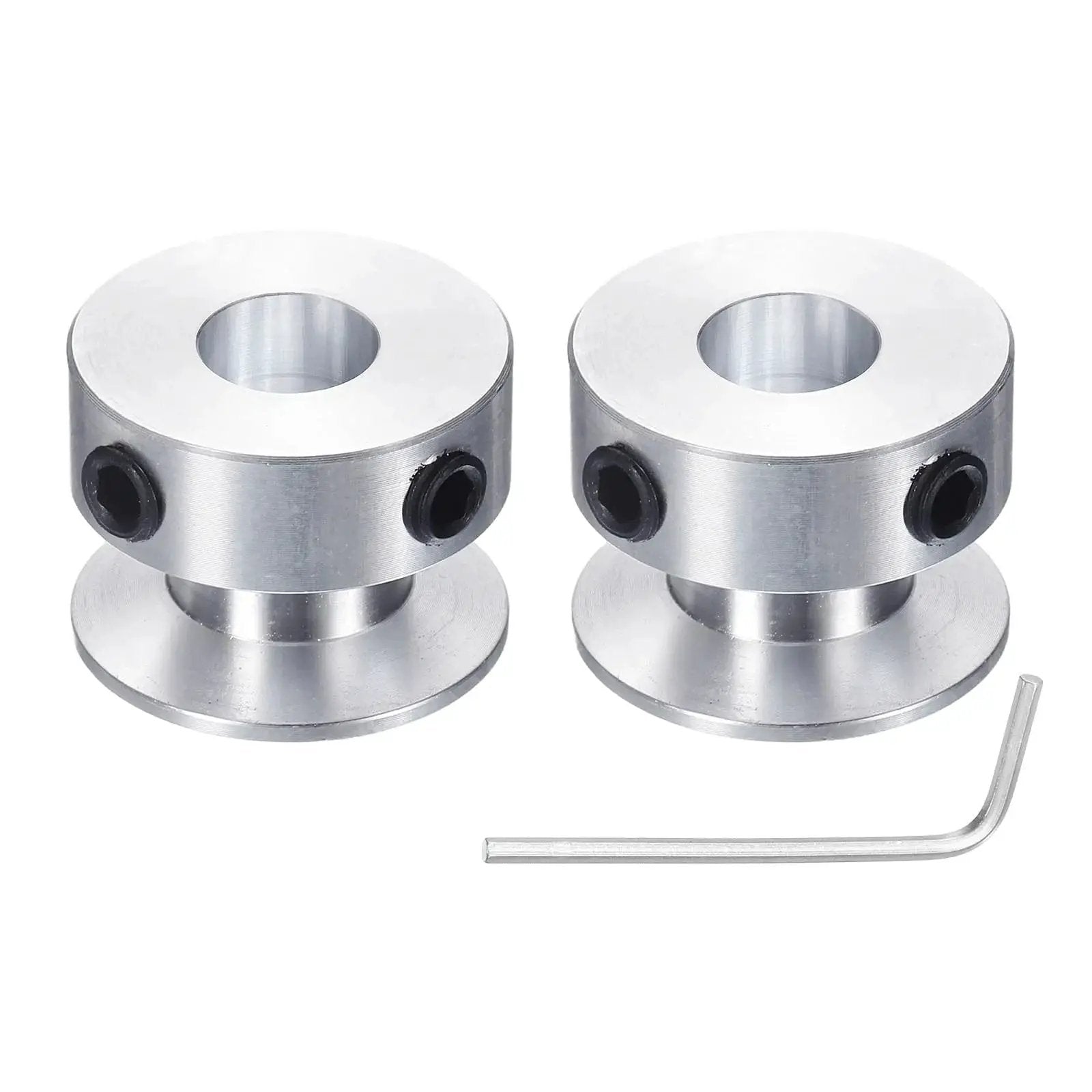 Two Aluminum Single Groove Belt Pulley 8mm Fixed Bore 20mm OD For 6mm PU Round Belt, Two Pack With Hex Wrench, High Strength