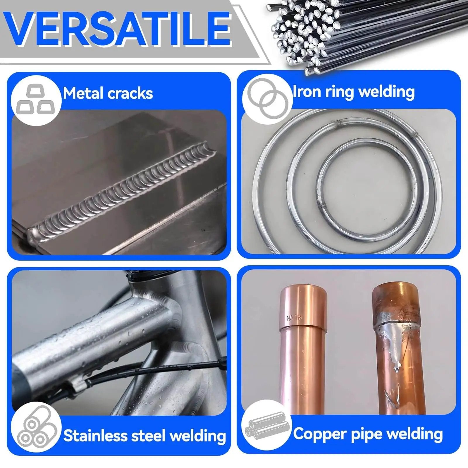 Aluminum Brazing Rods 50 Pack Low Melt Aluminum Welding Rods used for metal cracks, iron welding, stainless steel, and copper pipes.