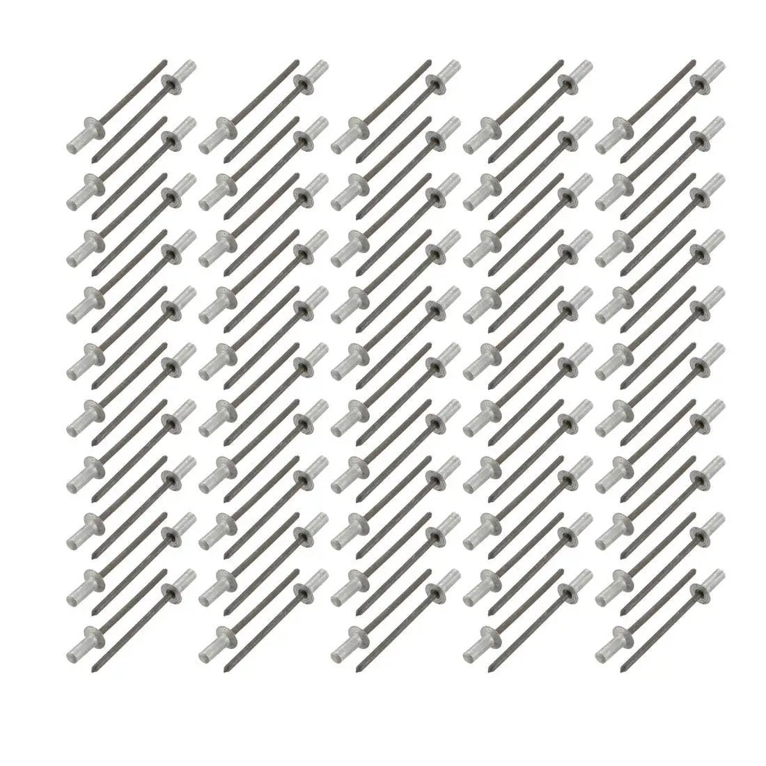 Aluminum Countersunk Head Closed End Blind Rivet Set 3.2mm x 9mm 6.1mm Flange Grip Range 3mm to 5mm 100 Pcs displayed.
