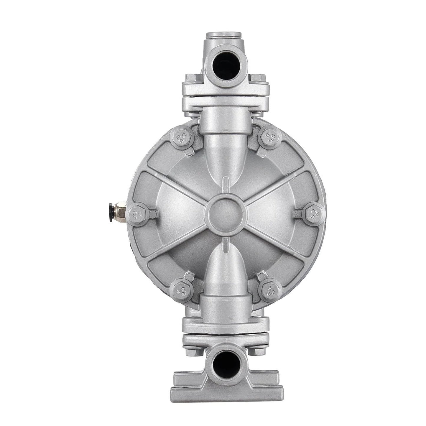 Front view of Air Operated Double Diaphragm Pump, 6.6 GPM, 3/8 inch Inlet & Outlet Pneumatic Waste Oil Transfer Pump, Max 100 PSI, Aluminum Alloy Body