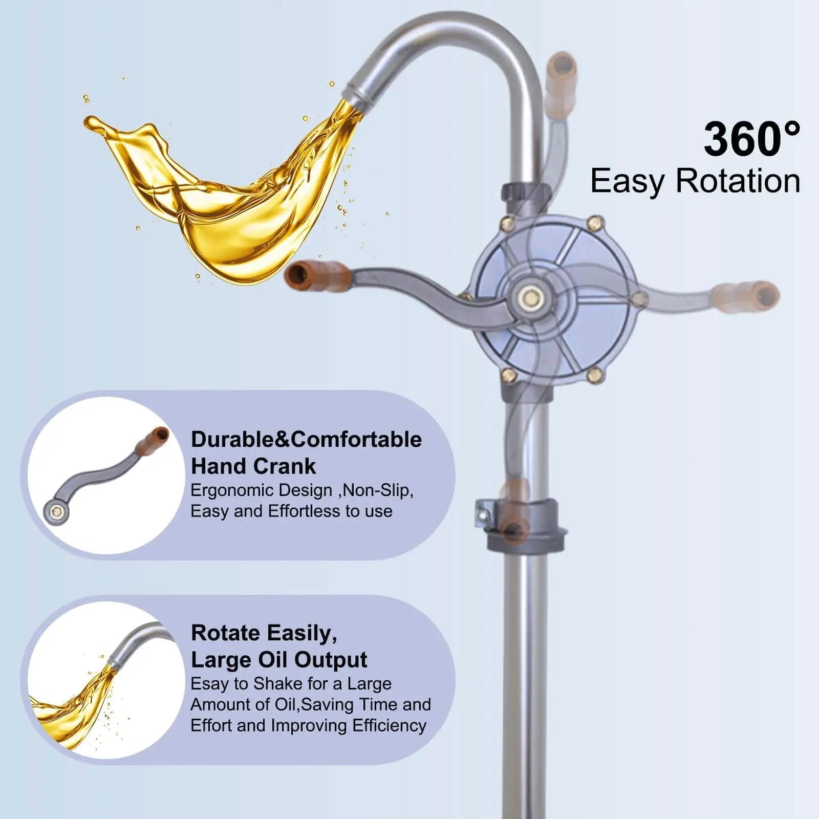 Beefy All Aluminum 15 To 55 Gallon Drum Pump For Oil Transfer, Hand Fuel Pump For Diesel Kerosene And Hydraulic Fluid