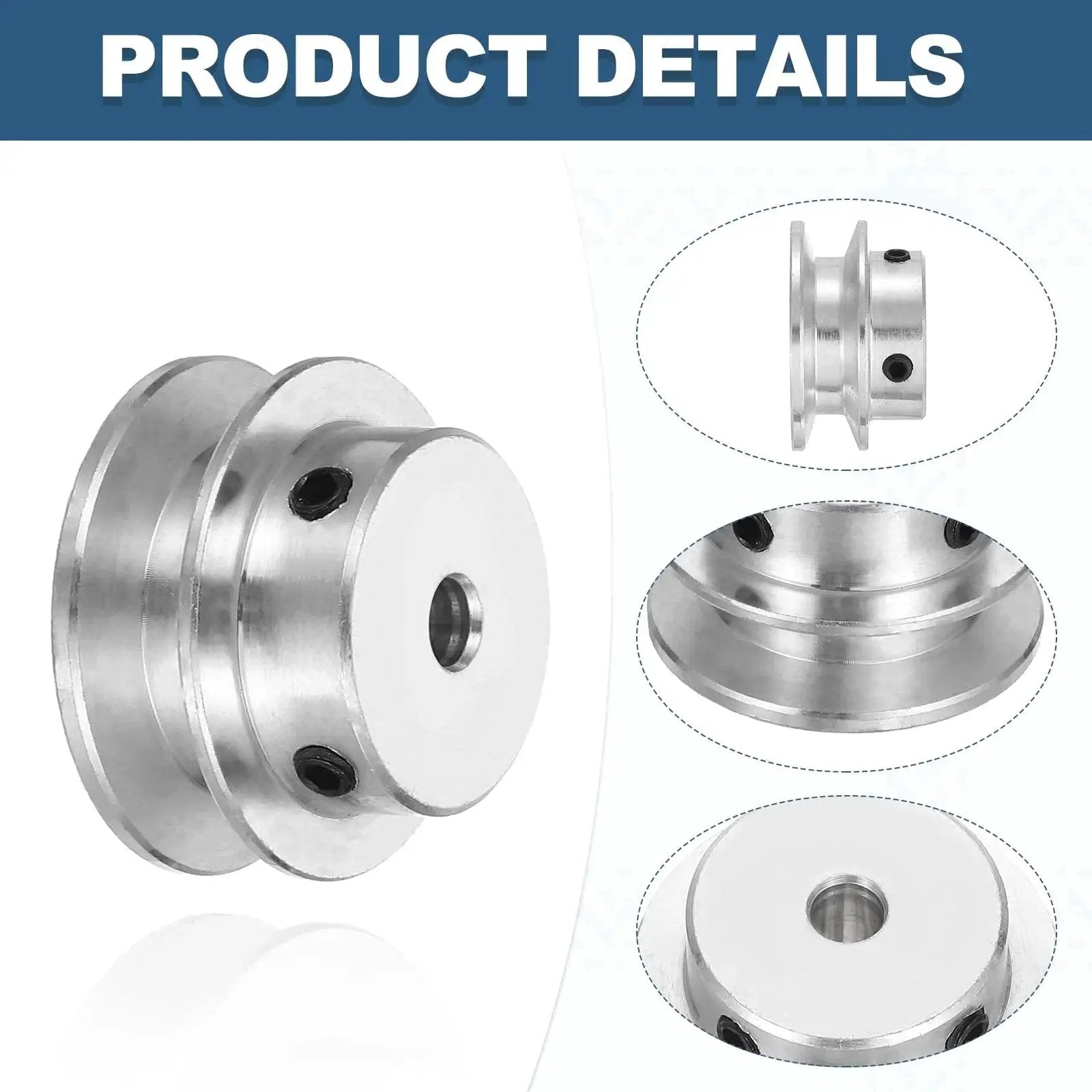 Lightweight aluminum fixed-bore pulley for 5 to 6mm belts, with 5mm bore, 30mm outer diameter, 7mm groove, includes hex wrench