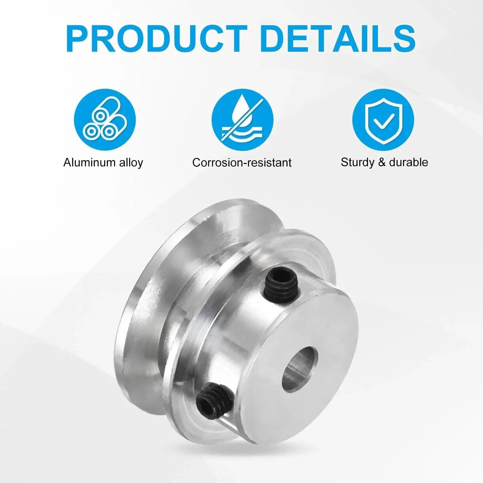 Product image of aluminum fixed bore pulley 6mm bore 30mm outer diameter with 7mm groove, ideal for small motors and hobby robotics.