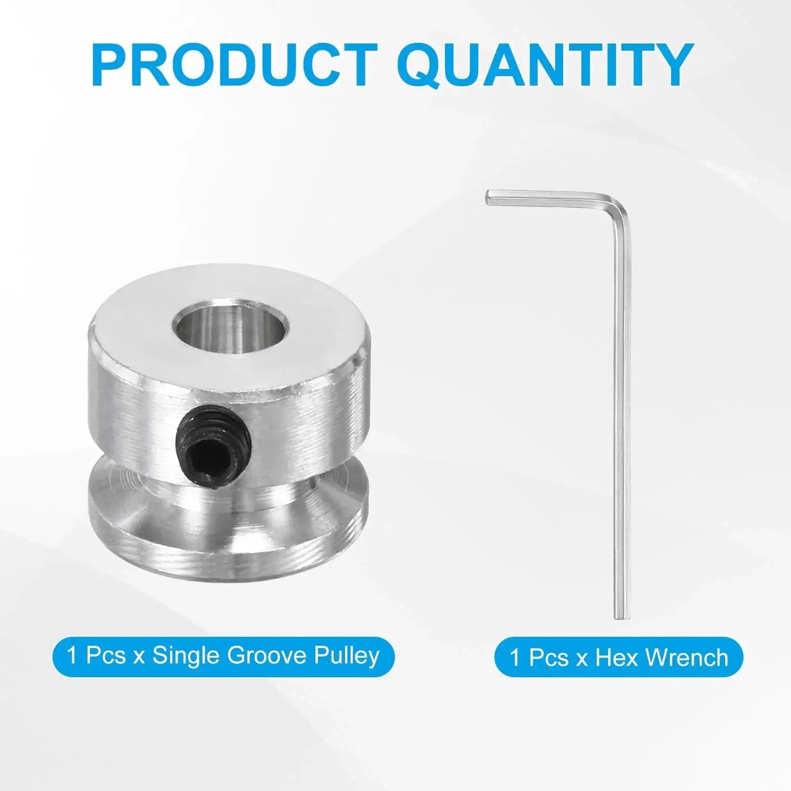 Aluminum Fixed Bore Pulley 16mm OD With 6mm Aperture And 5mm Groove For 4mm PU Belt 12mm Height Includes Hex Wrench 1pc