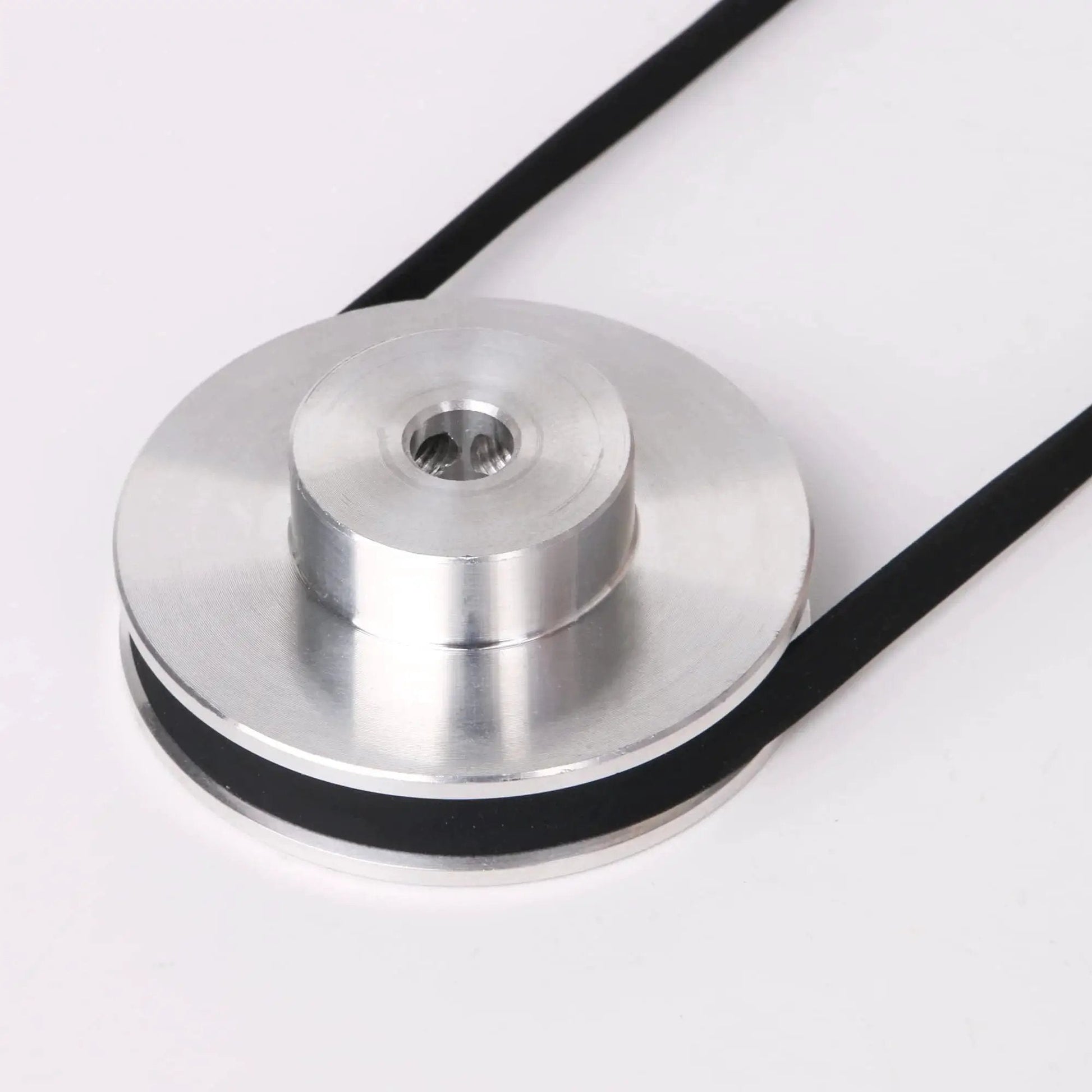 Aluminum Single Groove Pulley 41x16x6mm with 6mm Bore for 3-5mm PU Belts, viewed from above, in lightweight aluminum, ideal for DIY machines.