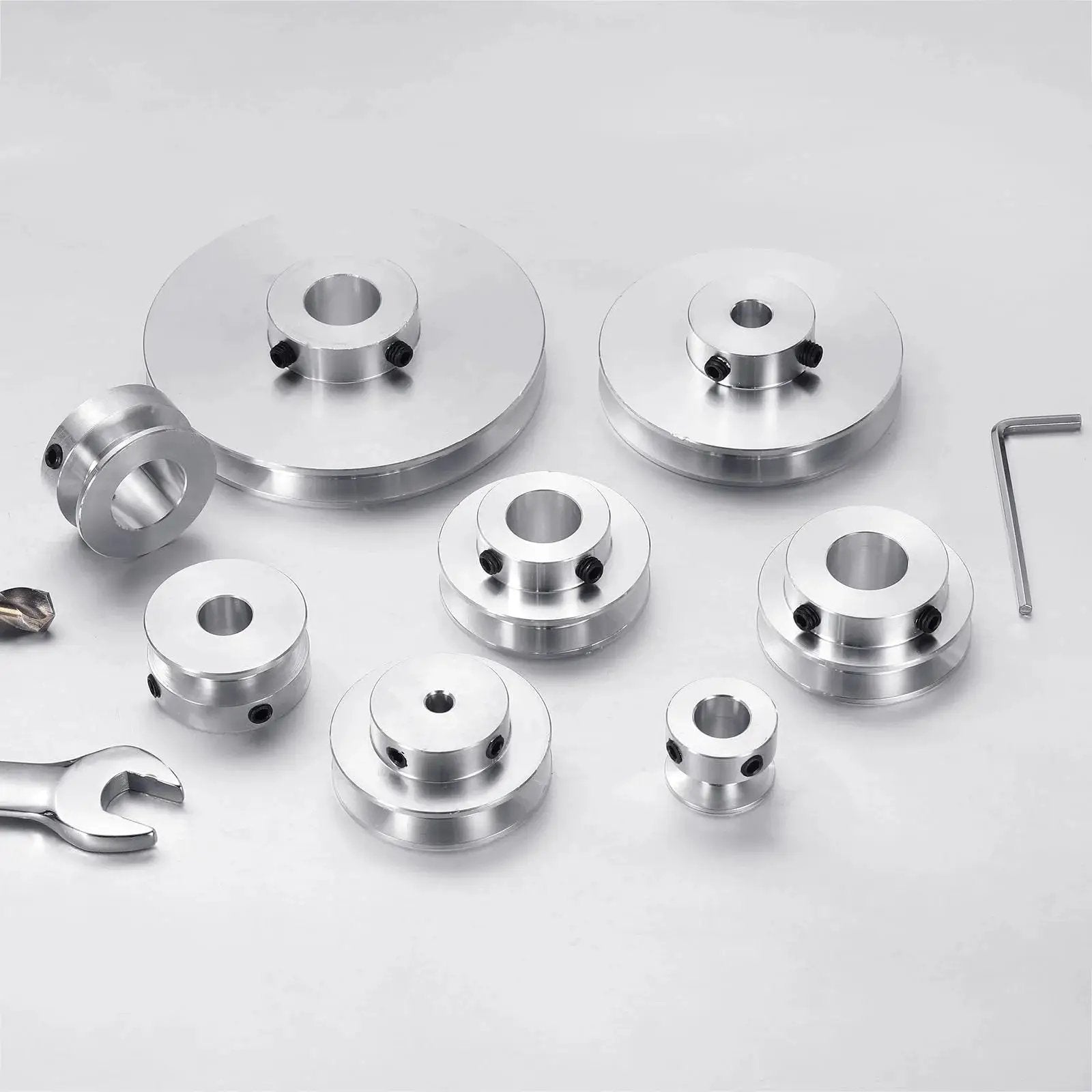 Assorted Single Groove Belt Pulley 12mm Fixed Bore 50mm Outer Diameter Aluminum Alloy Mechanical Pulley with Hex Wrench