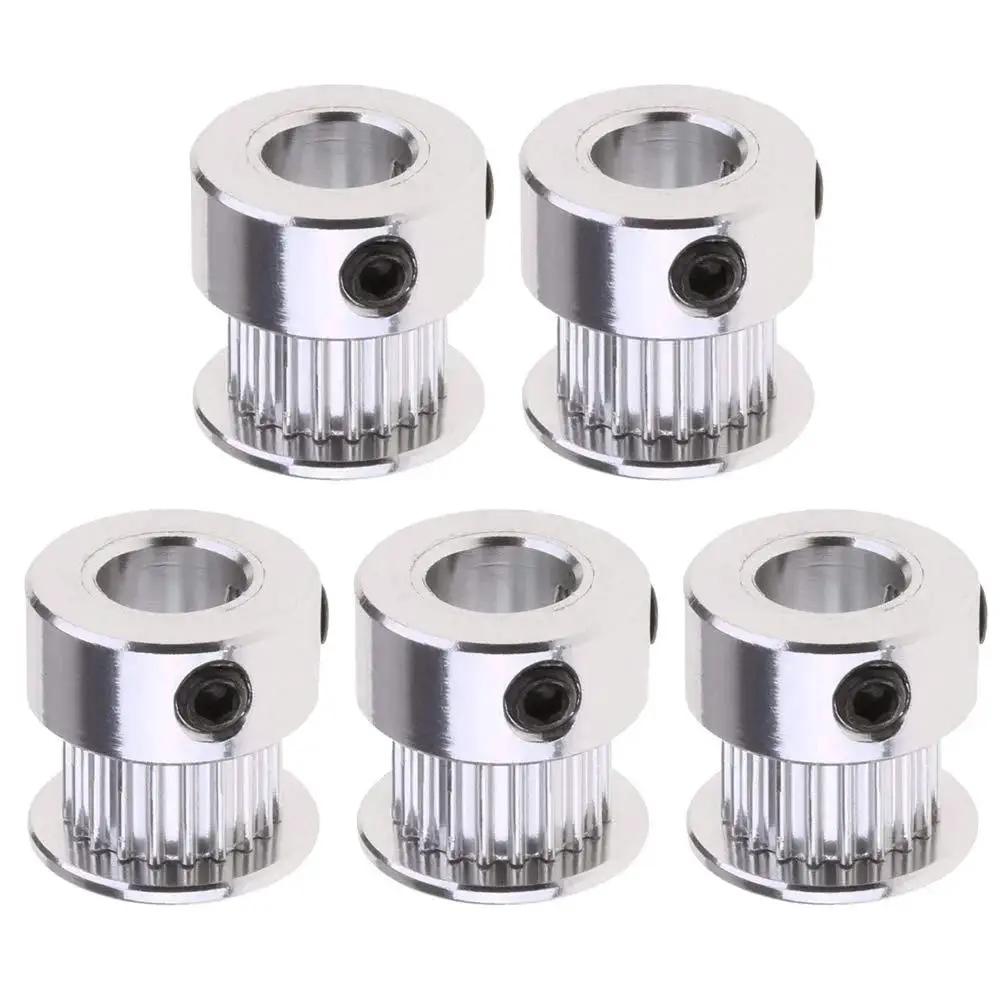 Set of 5 GT2 Timing Belt Pulley 20 Teeth 8mm Bore Aluminum Synchronous Wheel for 3D Printers High Precision Machined Finish