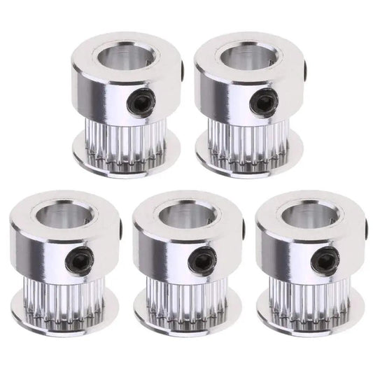 Set of 5 GT2 Timing Belt Pulley 20 Teeth 8mm Bore Aluminum Synchronous Wheel for 3D Printers High Precision Machined Finish