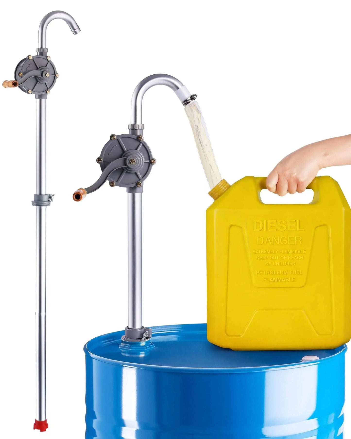 All Aluminum Hand Crank Drum Pump For 55 Gallon Barrels, Heavy Duty Leak Free Barrel Siphon For Diesel Kerosene Hydraulic Fluid