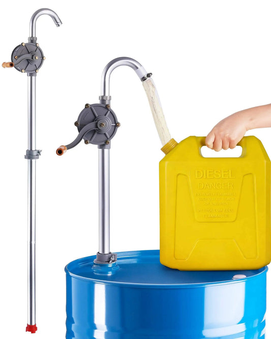 All Aluminum Hand Crank Drum Pump For 55 Gallon Barrels, Heavy Duty Leak Free Barrel Siphon For Diesel Kerosene Hydraulic Fluid