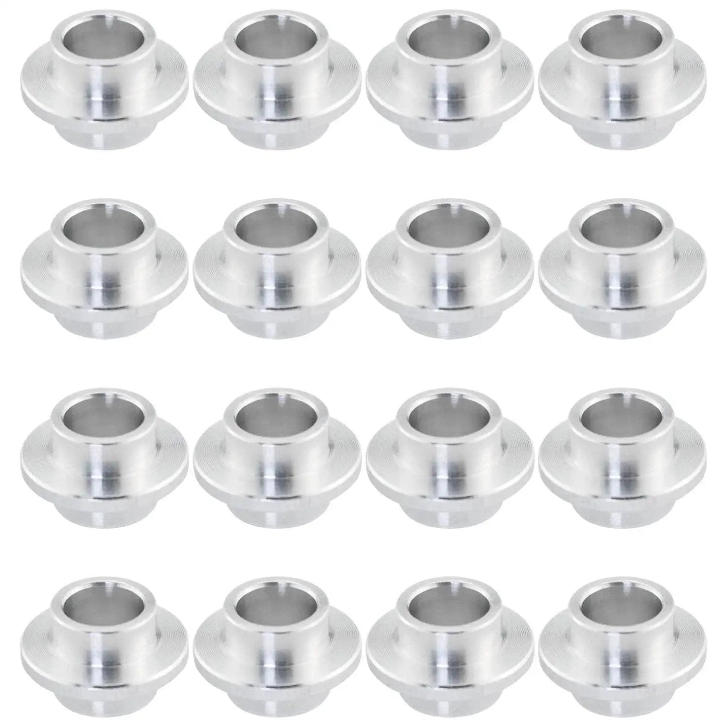 Aluminum Inline Skate Bearing Bushing Spacers Kit 16 Pieces With 8mm Axle Spacers for Wheel Center Bearings in silver finish