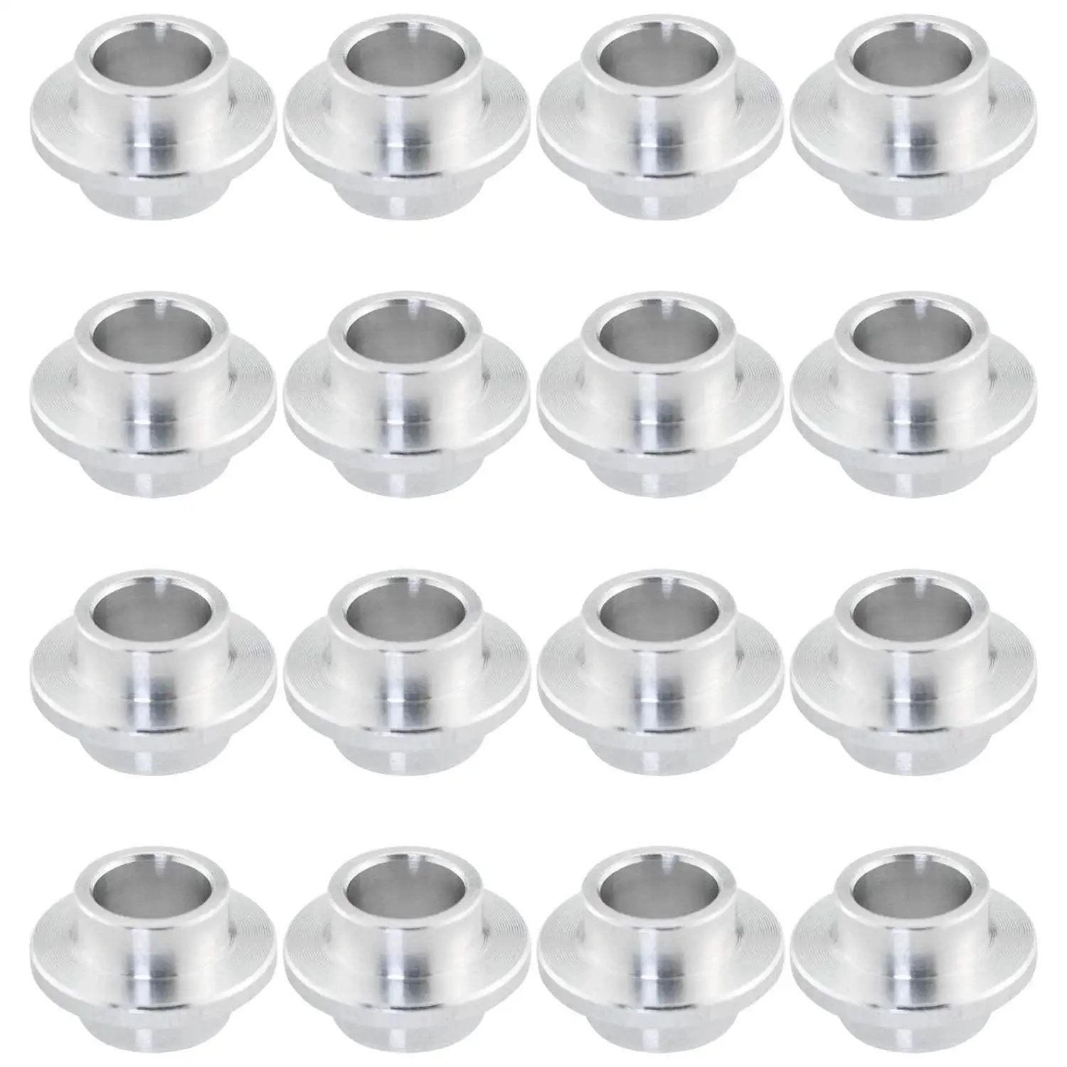 Aluminum Inline Skate Bearing Bushing Spacers Kit 16 Pieces With 8mm Axle Spacers for Wheel Center Bearings in silver finish