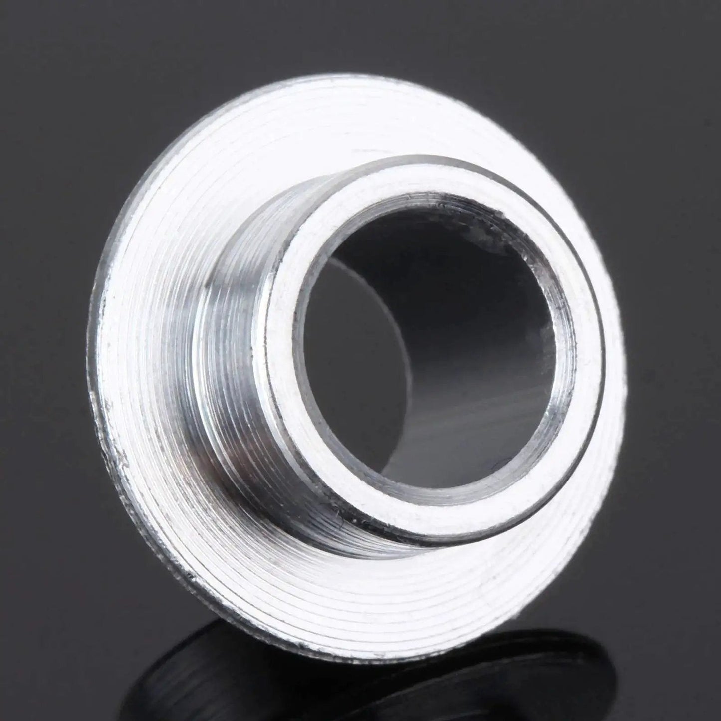 Close-up of aluminum bearing spacer for 8mm inline skate axles, part of 8-Pack Inline Skate Bearing Spacers For 8mm Axles Aluminum Wheel Center Spacers For Men And Women Outdoor Skating Durable Replacement Bushings For Smooth Rolling