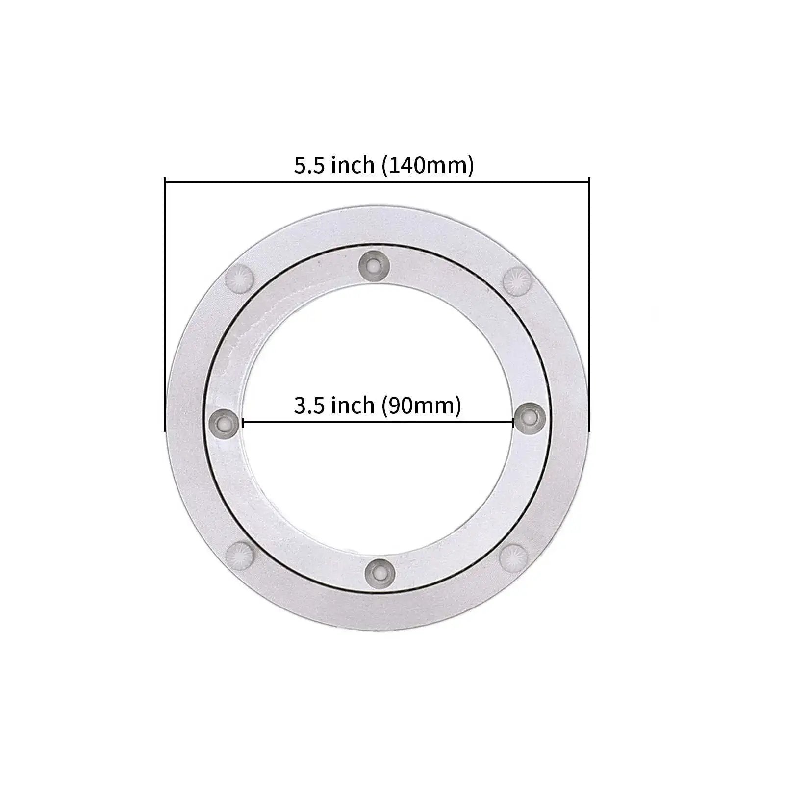 Heavy Duty Aluminum Lazy Susan Turntable Bearing With 3.5 Inch Inner Diameter And 5.5 Inch Outer Diameter shown against a white background