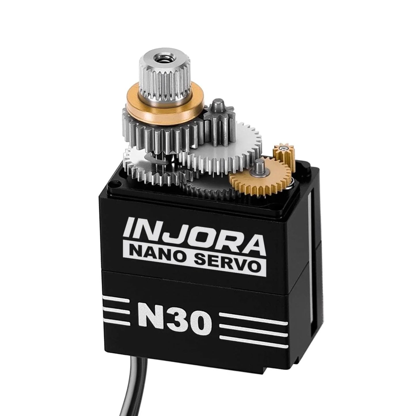 Aluminum N30 Nano Servo with Servo Saver for 1/30 Axial SCX30 shown with CNC aluminum case and metal gears.