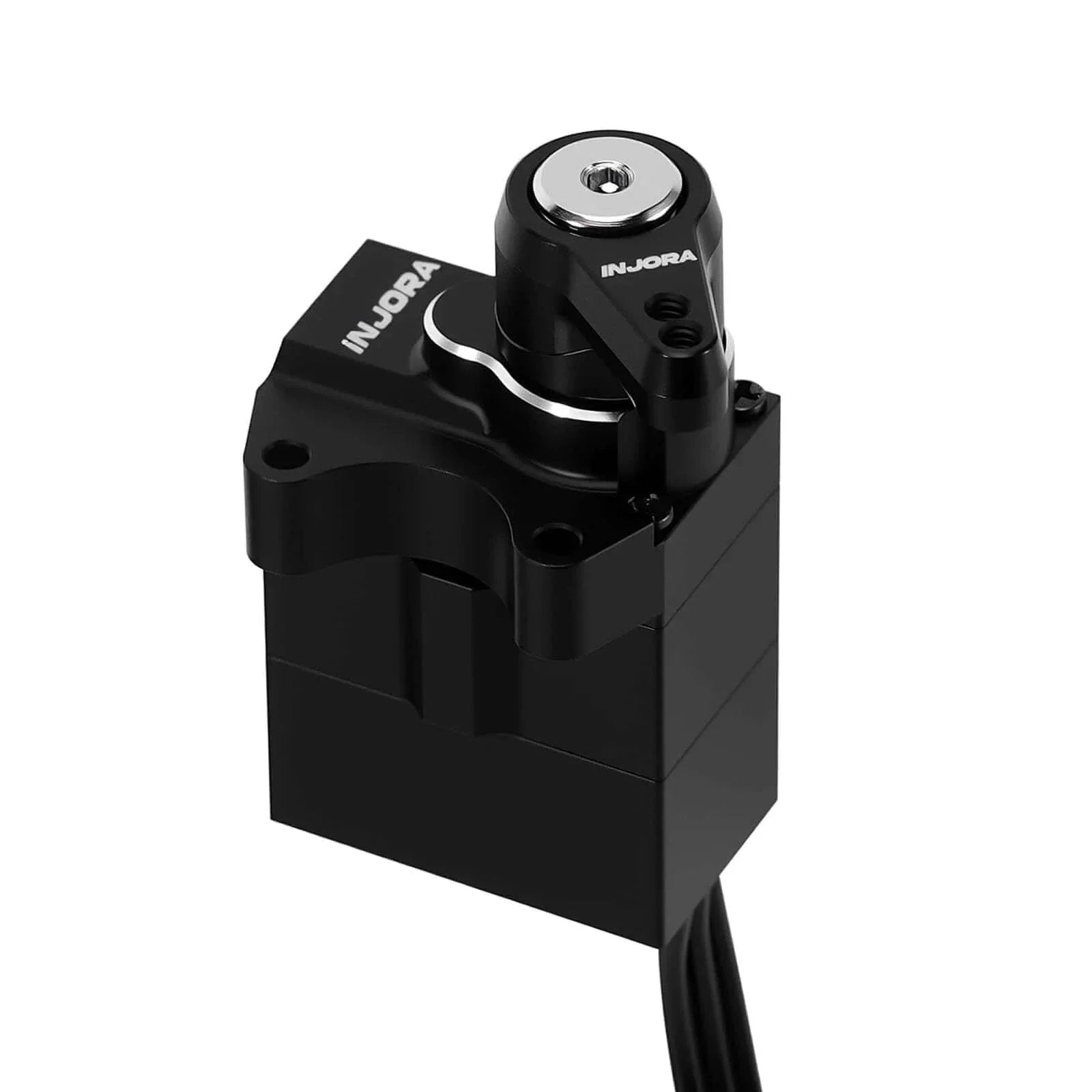 Aluminum N30 Nano Servo with Servo Saver for 1/30 Axial SCX30, black CNC aluminum case, front view