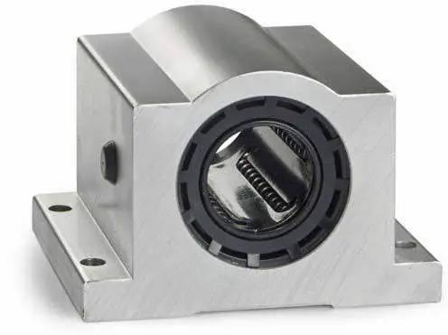 Front view of THOMSON SPB10 Super Ball Bushing® Bearing with Pillow Block, made of aluminum, showing closed, self-aligning design.