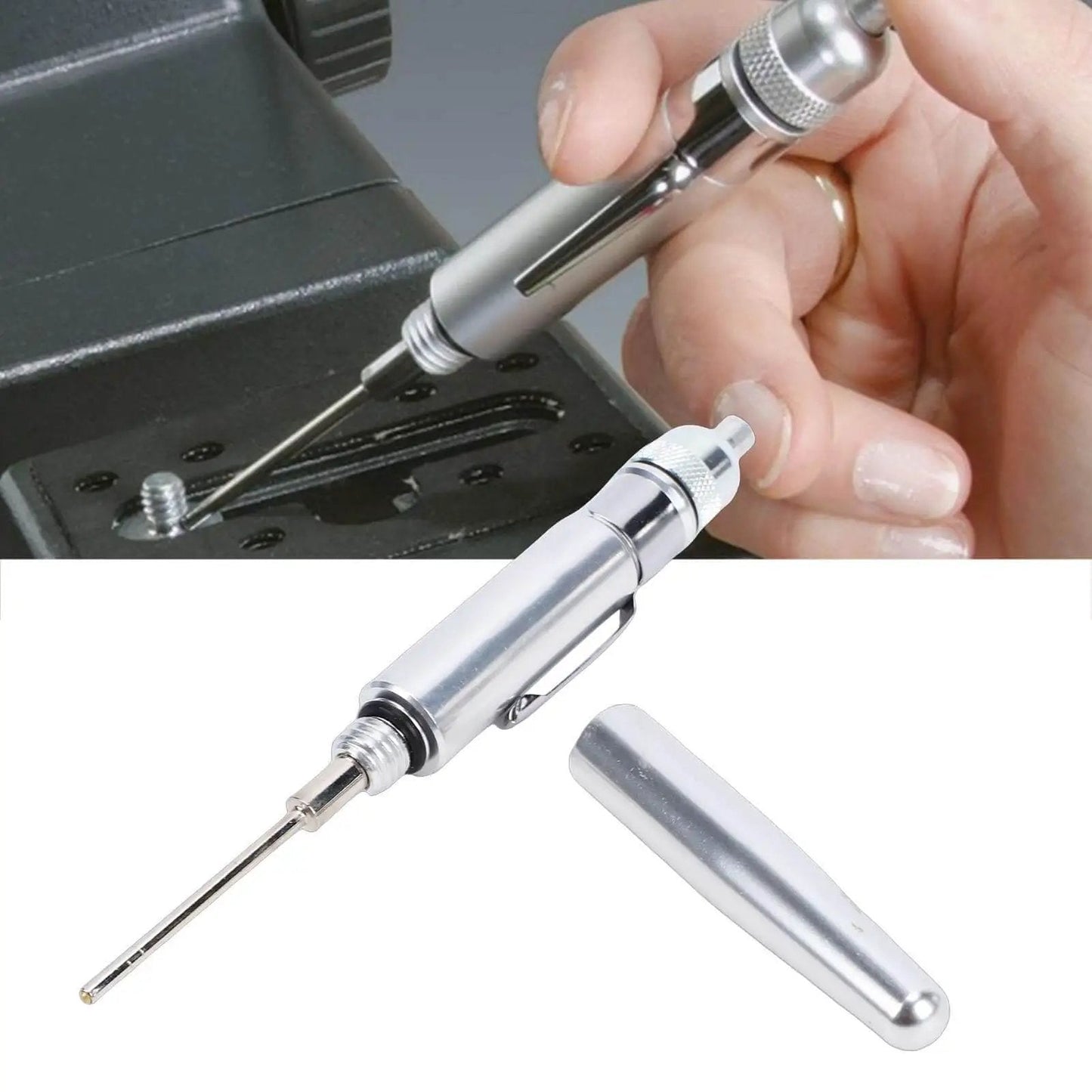 Straight Up Precise Oiler Pen Portable Aluminum Body with Pocket Clip for Machines Cars and Power Tools in use
