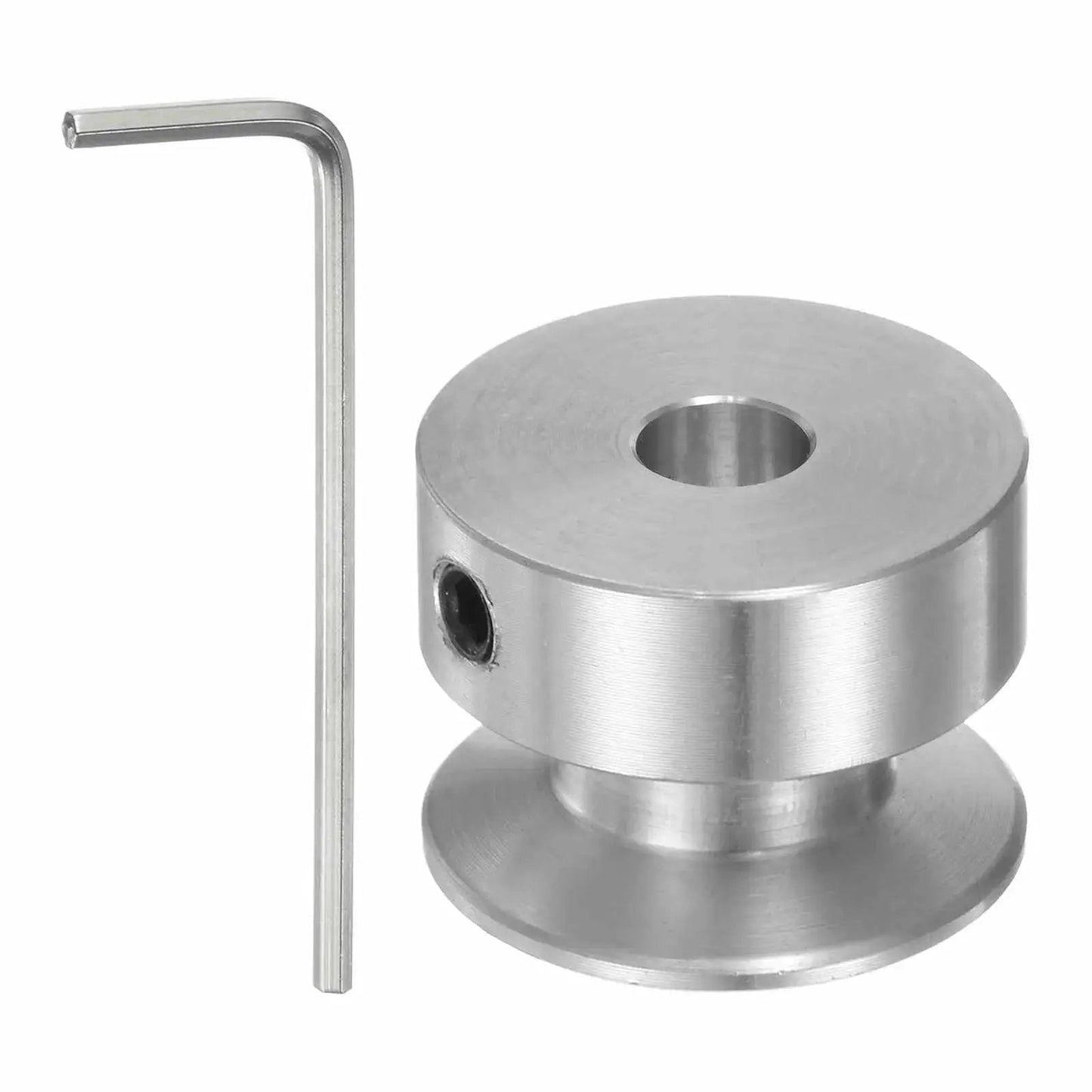 Aluminum Single Groove Pulley With 5mm Bore And 20mm Diameter Including Hex Wrench For Easy Setup shown with hex wrench