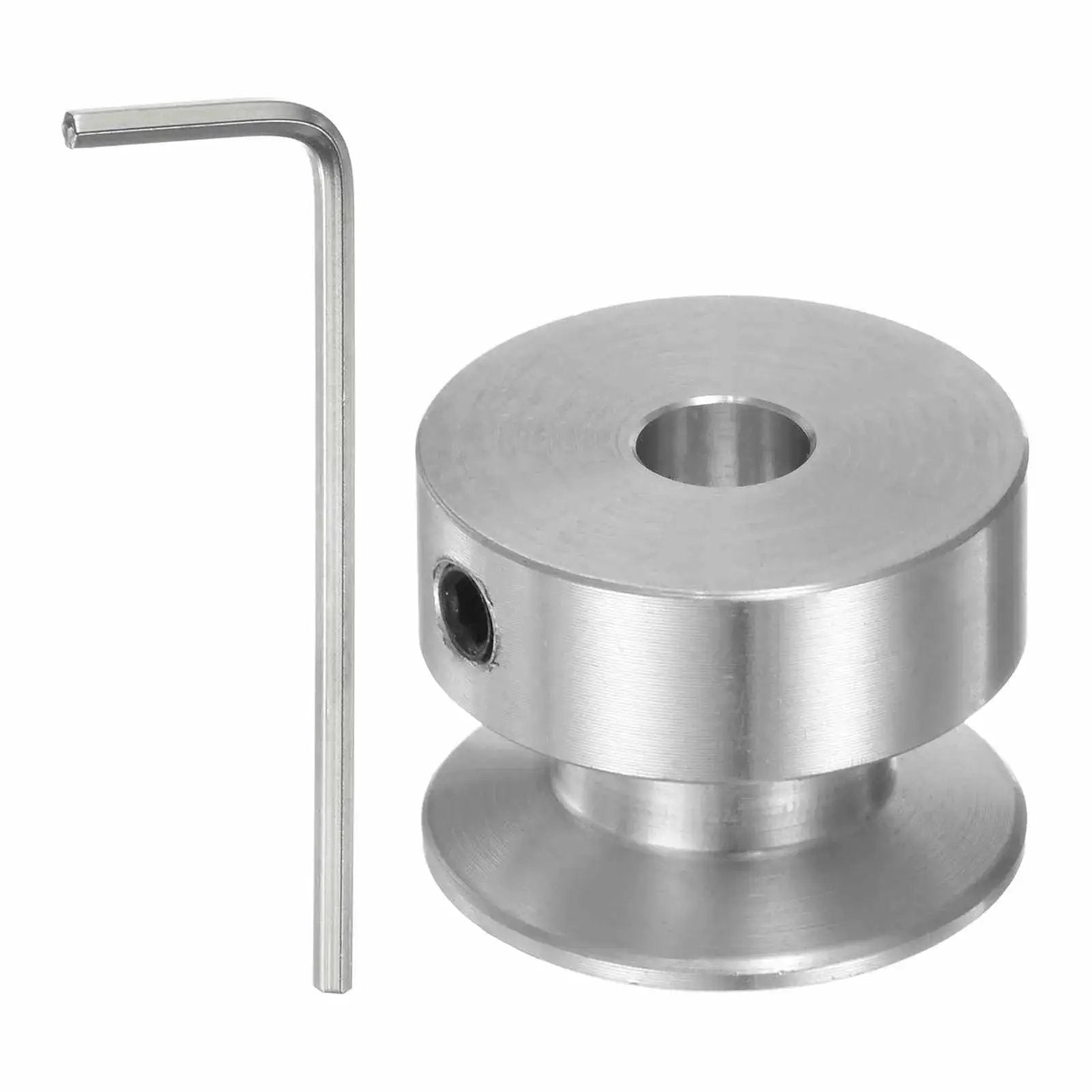 Aluminum Single Groove Pulley With 5mm Bore And 20mm Diameter Including Hex Wrench For Easy Setup shown with hex wrench