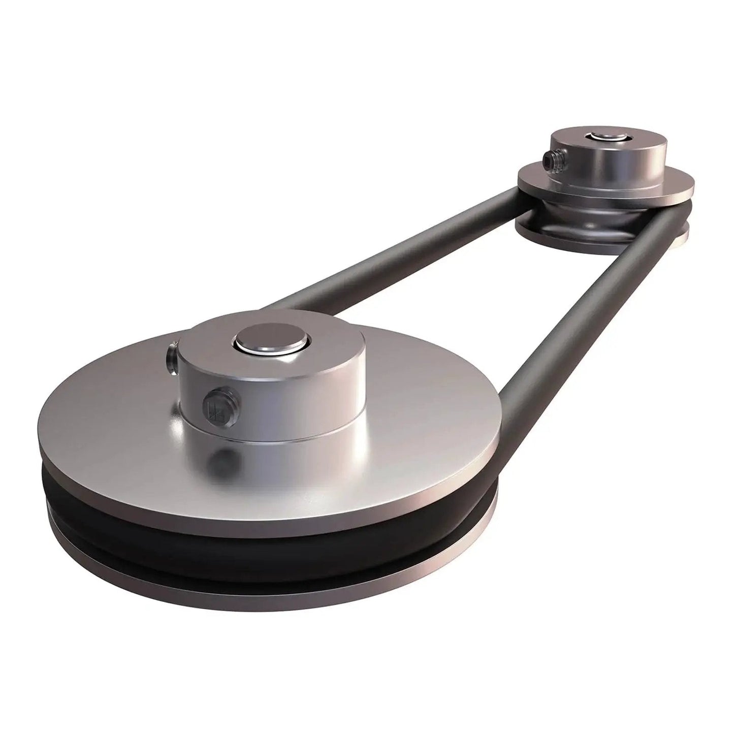 Side view of lightweight 8mm bore aluminum single groove pulley with 60mm outer diameter for 6mm PU belt drives in compact belt system setup