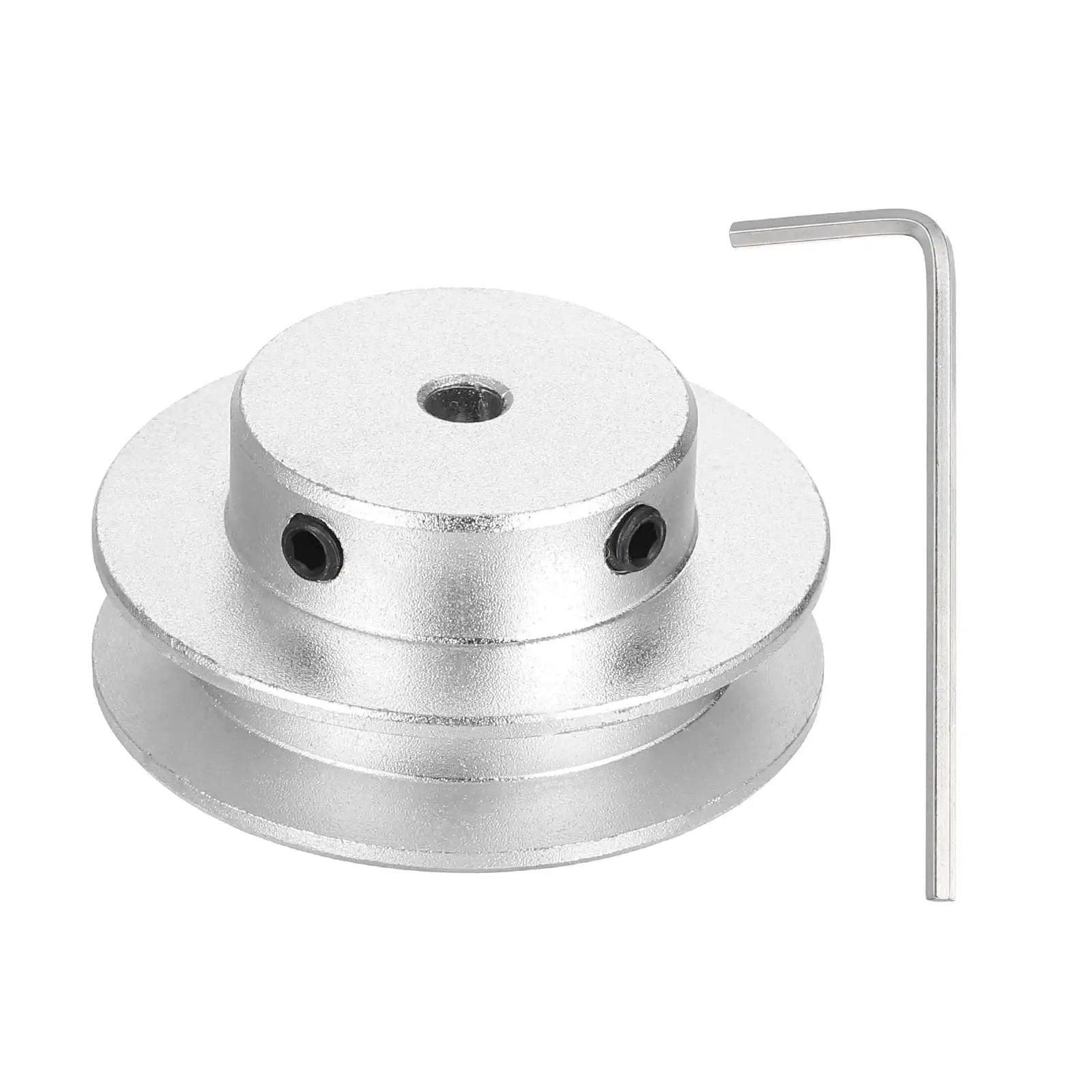Aluminum single groove pulley for 5-6 mm belts offers smooth power transfer with a 40 mm outer diameter and 4 mm bore, includes hex wrench