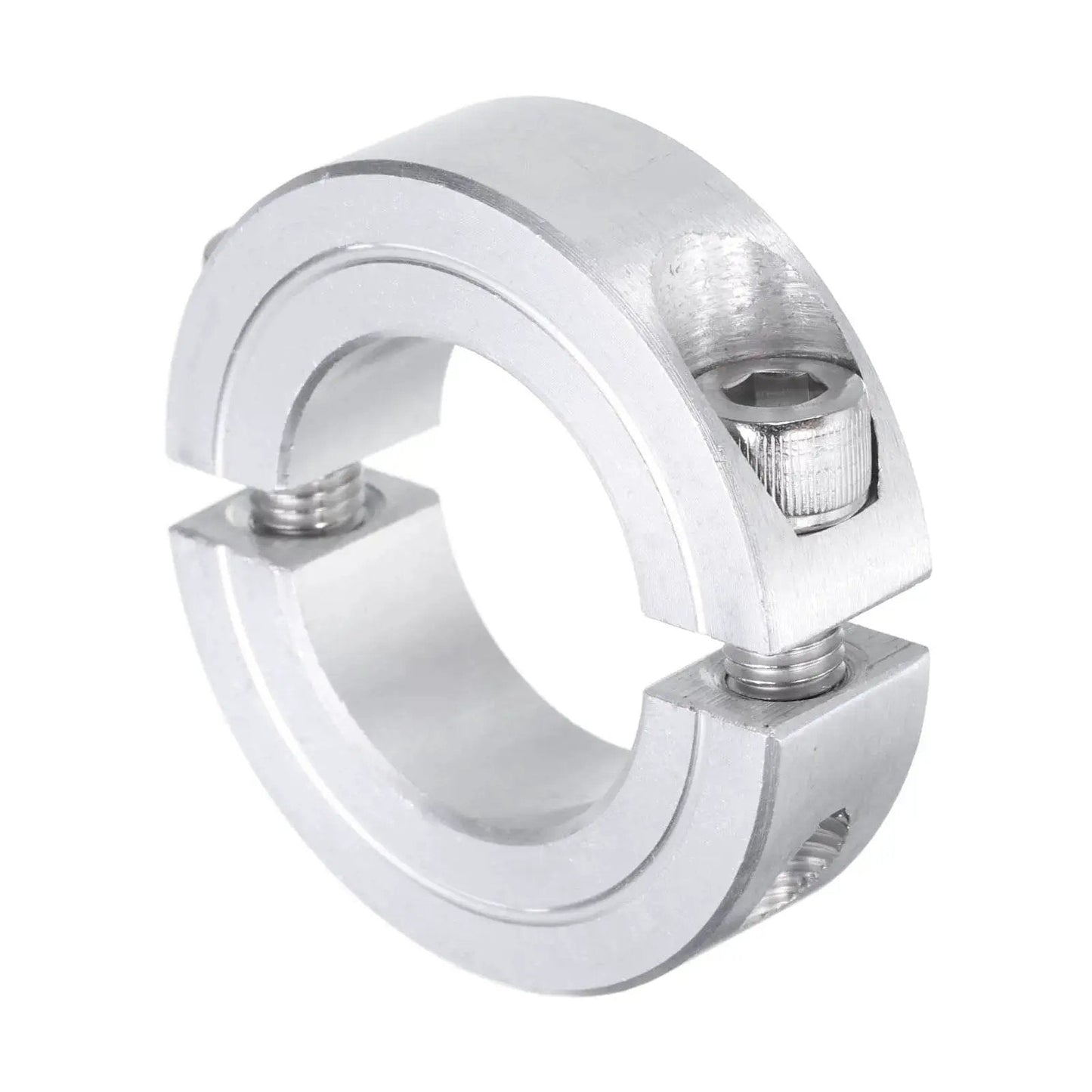 Double Split Shaft Collar Clamp For One Inch Shaft Aluminum Two Piece Clamp with 1.75 Inch OD and 0.5 Inch Thickness front view