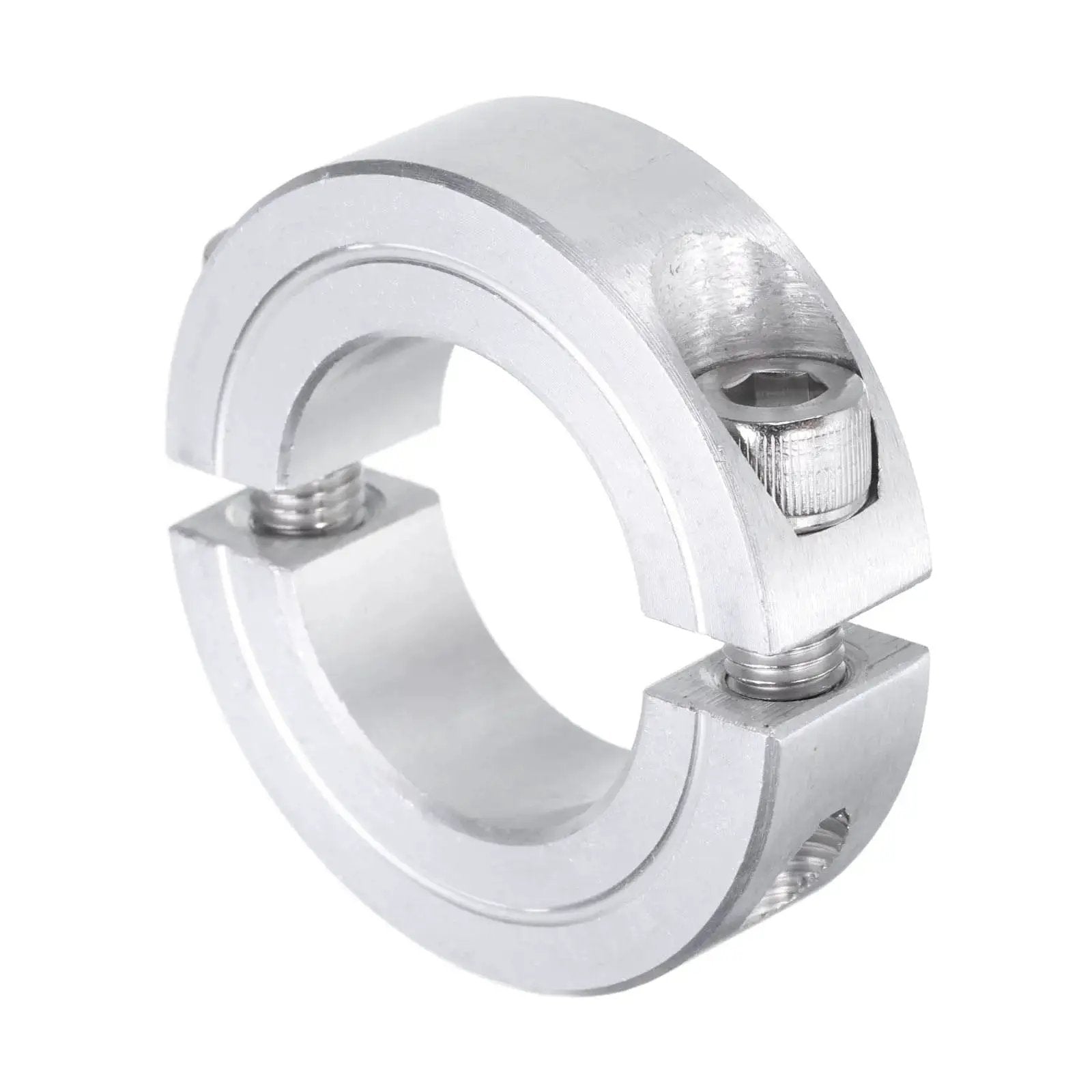 Double Split Shaft Collar Clamp For One Inch Shaft Aluminum Two Piece Clamp with 1.75 Inch OD and 0.5 Inch Thickness front view