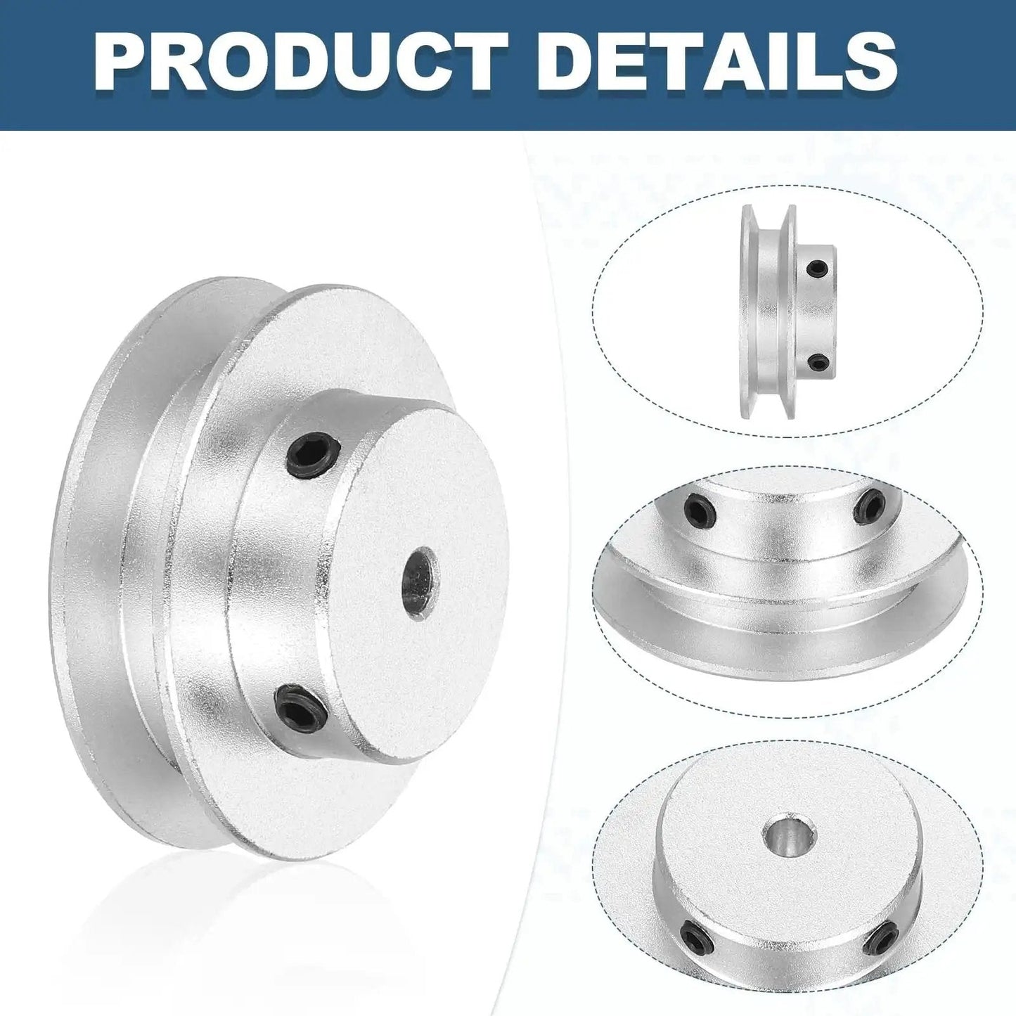 Aluminum single groove pulley for 5–6 mm belts offers smooth power transfer with a 40 mm outer diameter and 4 mm bore, includes a hex wrench.
