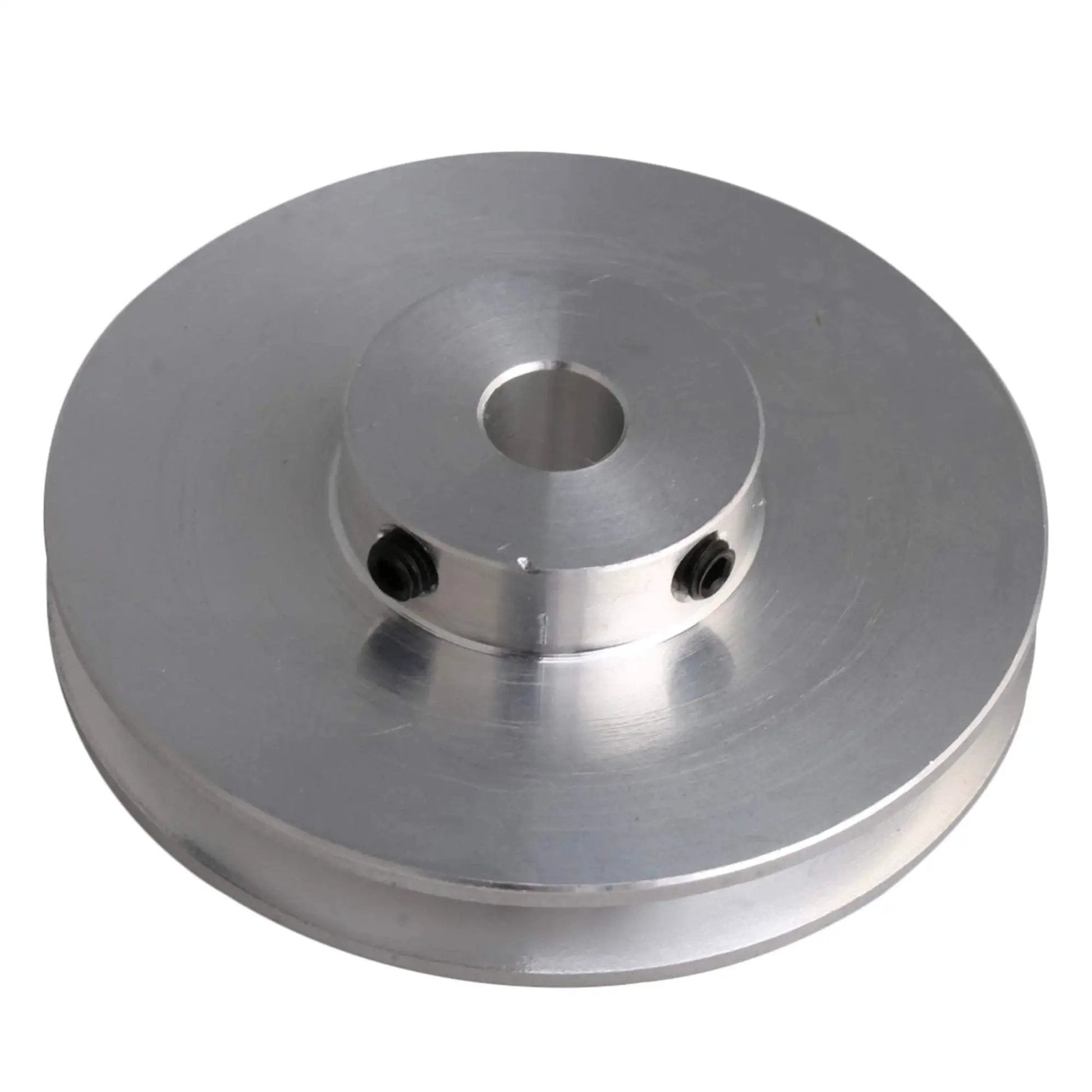 Durable aluminum single groove pulley designed for compact drilling and milling setups; 58mm diameter, 16mm thick, 8mm bore