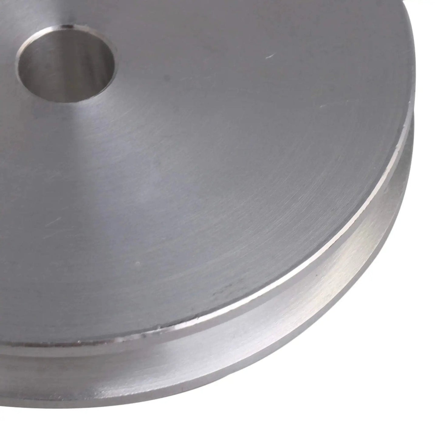 Durable aluminum single groove pulley designed for compact drilling and milling setups; 58mm diameter, 16mm thick, 8mm bore close-up