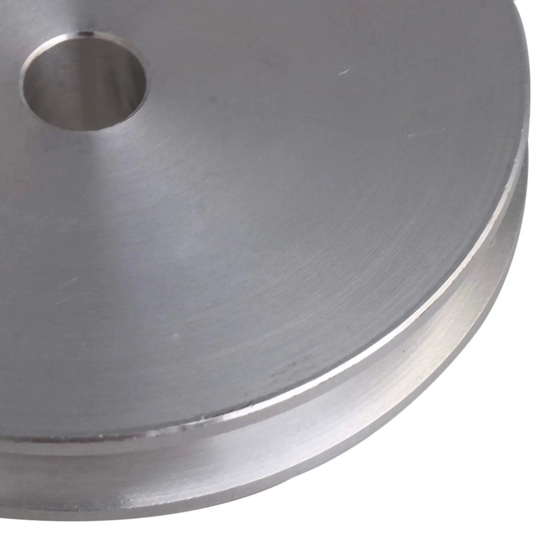 Durable aluminum single groove pulley designed for compact drilling and milling setups; 58mm diameter, 16mm thick, 8mm bore close-up
