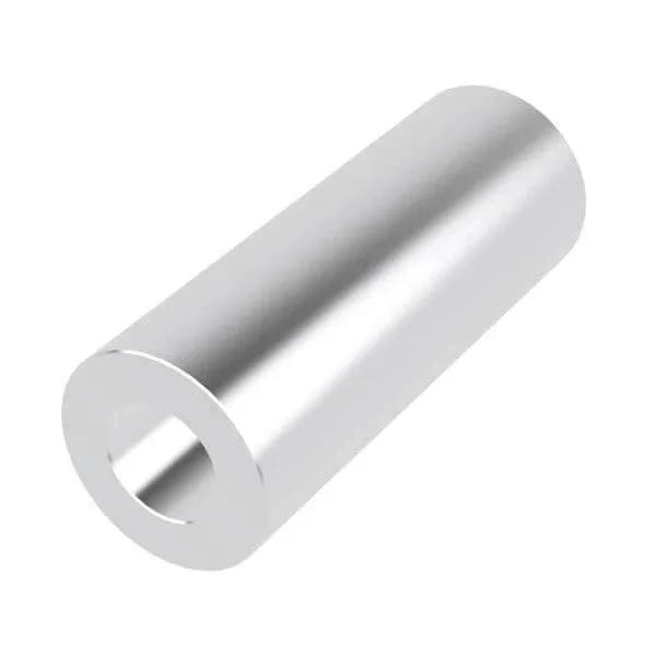 Aluminum Spacer Three Quarters Inch Outer Diameter By 0.40 Inch Inner Diameter, Round Unthreaded Standoff Bushing, Plain Finish