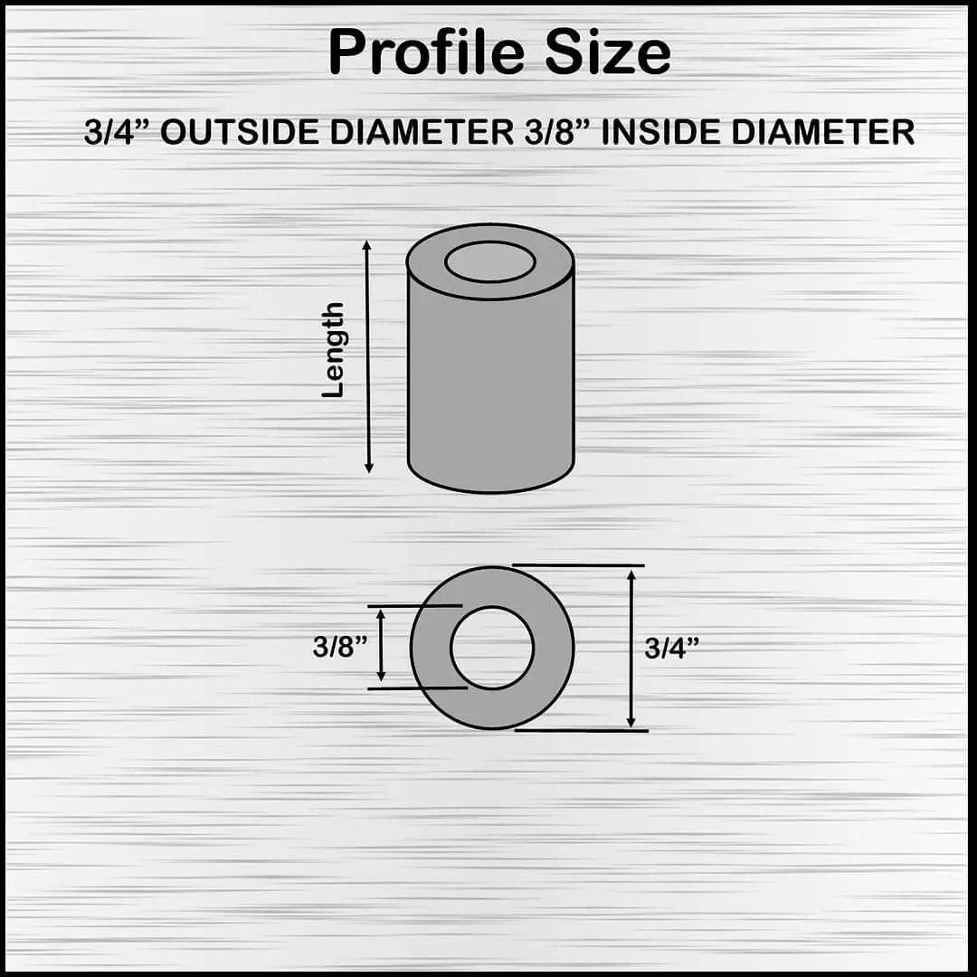 Diagram of Aluminum Spacer Three Quarters Inch Outer Diameter By 0.40 Inch Inner Diameter, showing dimensions and profile.