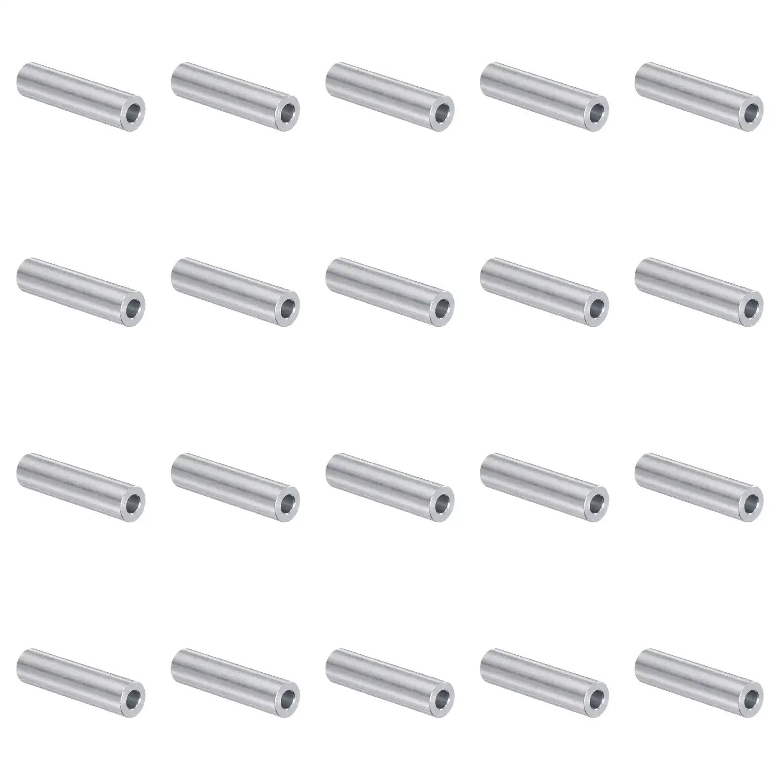 Pro Grade Heavy Duty Aluminum Spacer Set For M5 Screws And Rods, 5mm Bore, 10mm OD, 40mm Length, 20 Pieces, Round Standoff Bushings, Plain Finish