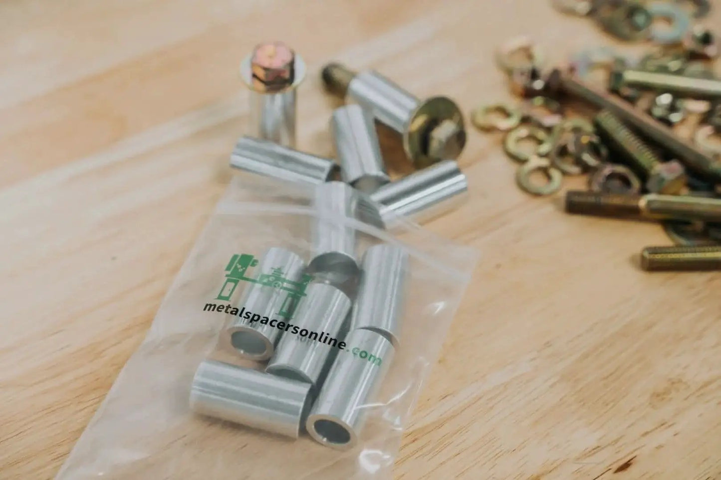Heavy Duty Aluminum Spacer 1 Inch OD By Half Inch ID Unthreaded Standoff Round Bushing Plain Finish 2 Pack in plastic bag