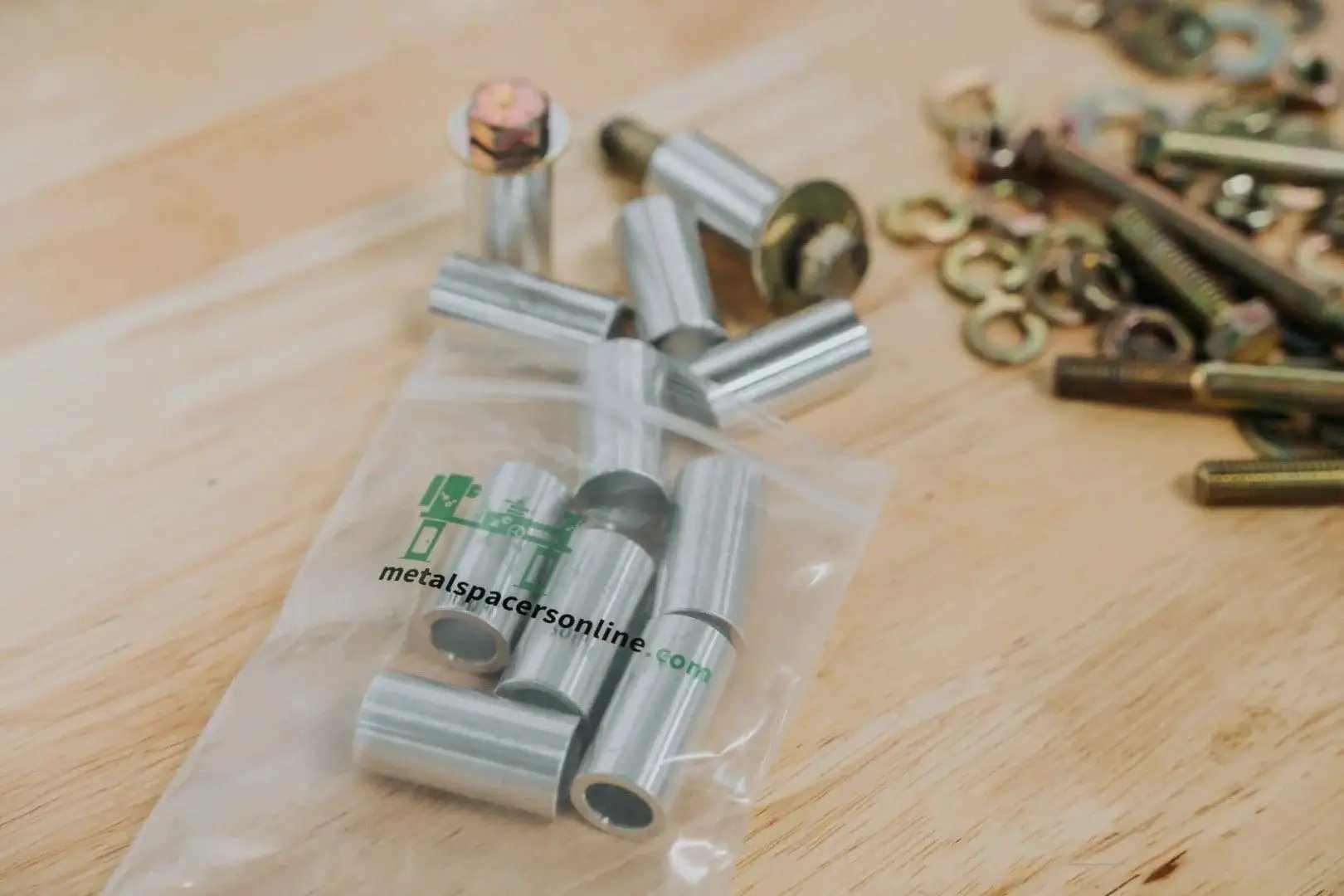 Heavy Duty Aluminum Spacer 1 Inch OD By Half Inch ID Unthreaded Standoff Round Bushing Plain Finish 2 Pack in plastic bag