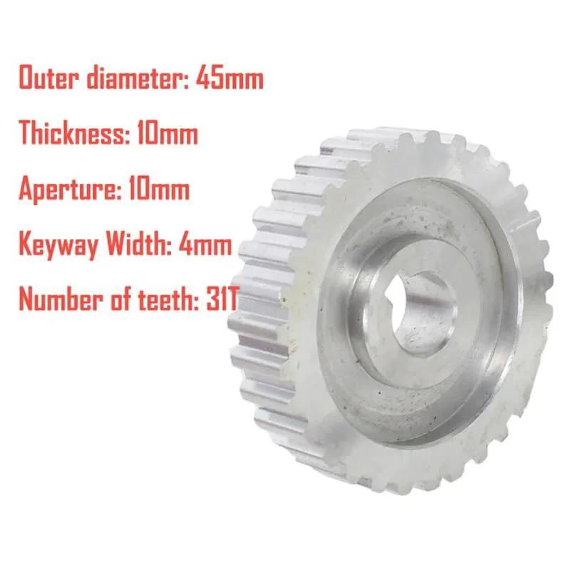 2 Pcs Metal Synchronous Pulley Gear Set for Mini Lathe Drive Wheel Aluminum Alloy 8mm Bore 10mm Shaft close-up view