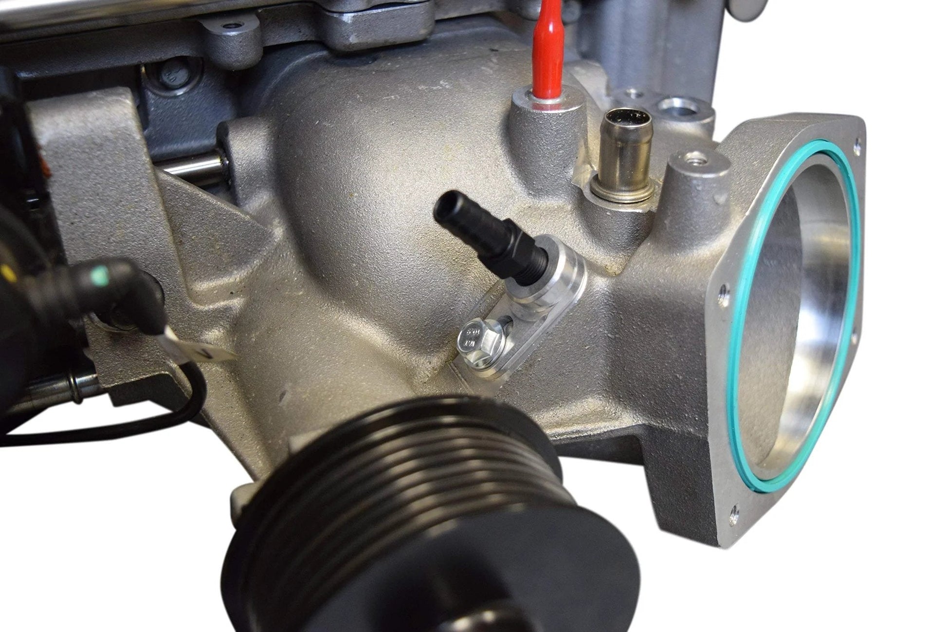 Beefy Aluminum Vacuum Port Hose Adapter for LSA LS9 LT4 LS Superchargers 1 8 NPT Fit Holley High Ram MAP 551387 close-up view