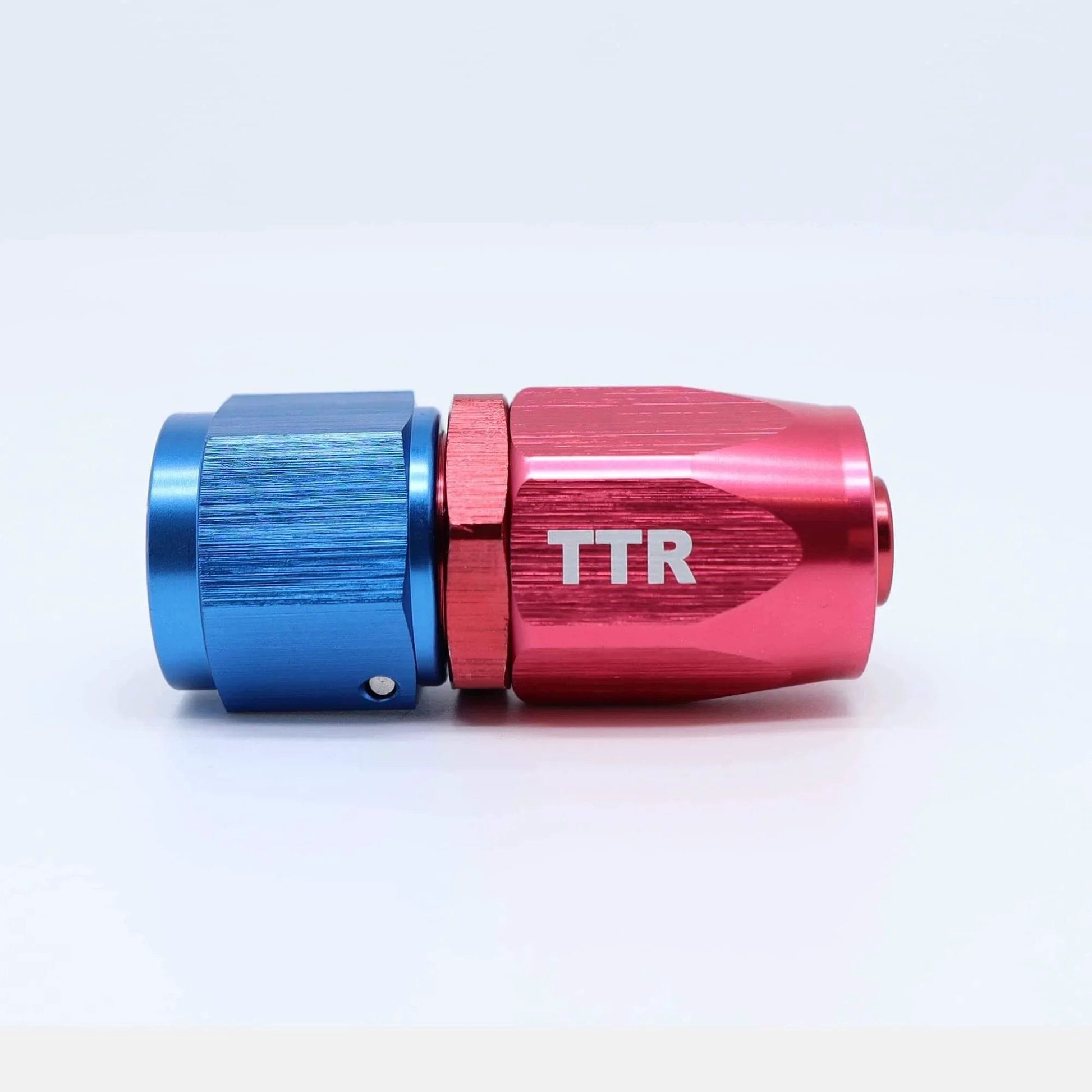 Blue and red AN adapter for Three Eighth Inch Stainless Steel Braided Fuel Line Hose E85 Compatible Swivel Fittings Kit.