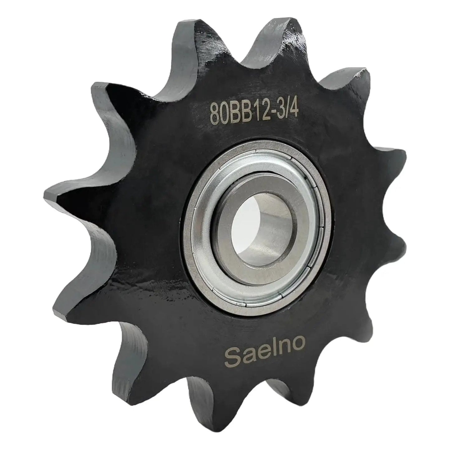 Heavy Duty ANSI 80 Roller Chain Idler Sprocket Type C With Bearing Three Quarter Inch Bore Twelve Tooth Hardened 1045 Carbon Steel