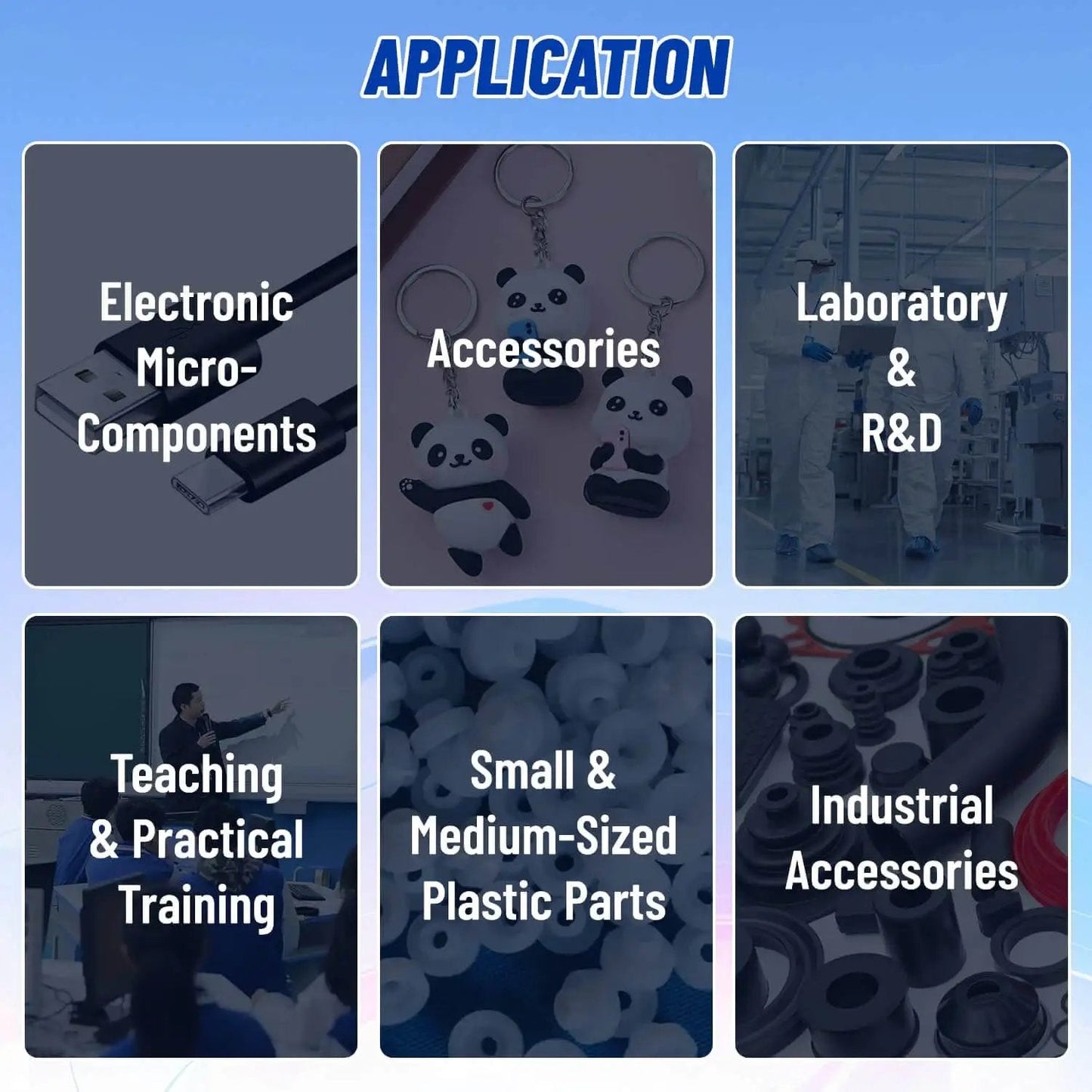 Applications of 30G Vertical Injection Molding Machine for custom plastic parts in electronics, accessories, R&D, training, and industrial use
