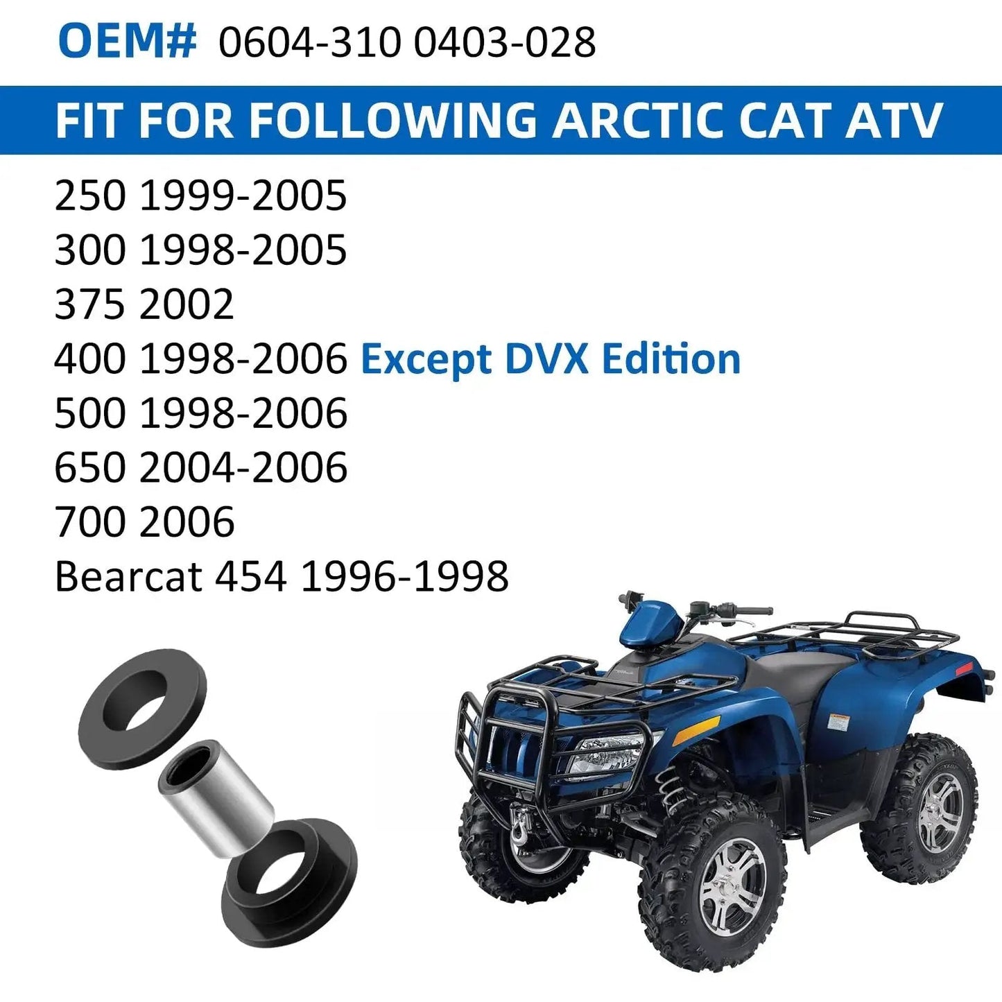 Eight Piece Shock Bushing And Four Piece Bearing Sleeve Kit 0604-310 0403-028 with Arctic Cat ATV models image