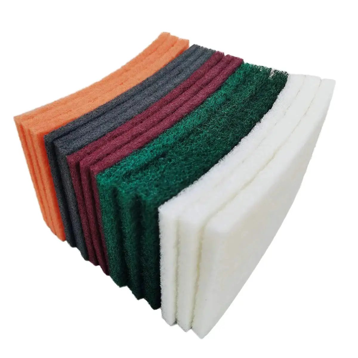 Assorted 6 X 9 Inch Hand Pads Coarse To Superfine For Grills And Garden Tools in multiple colors stacked.