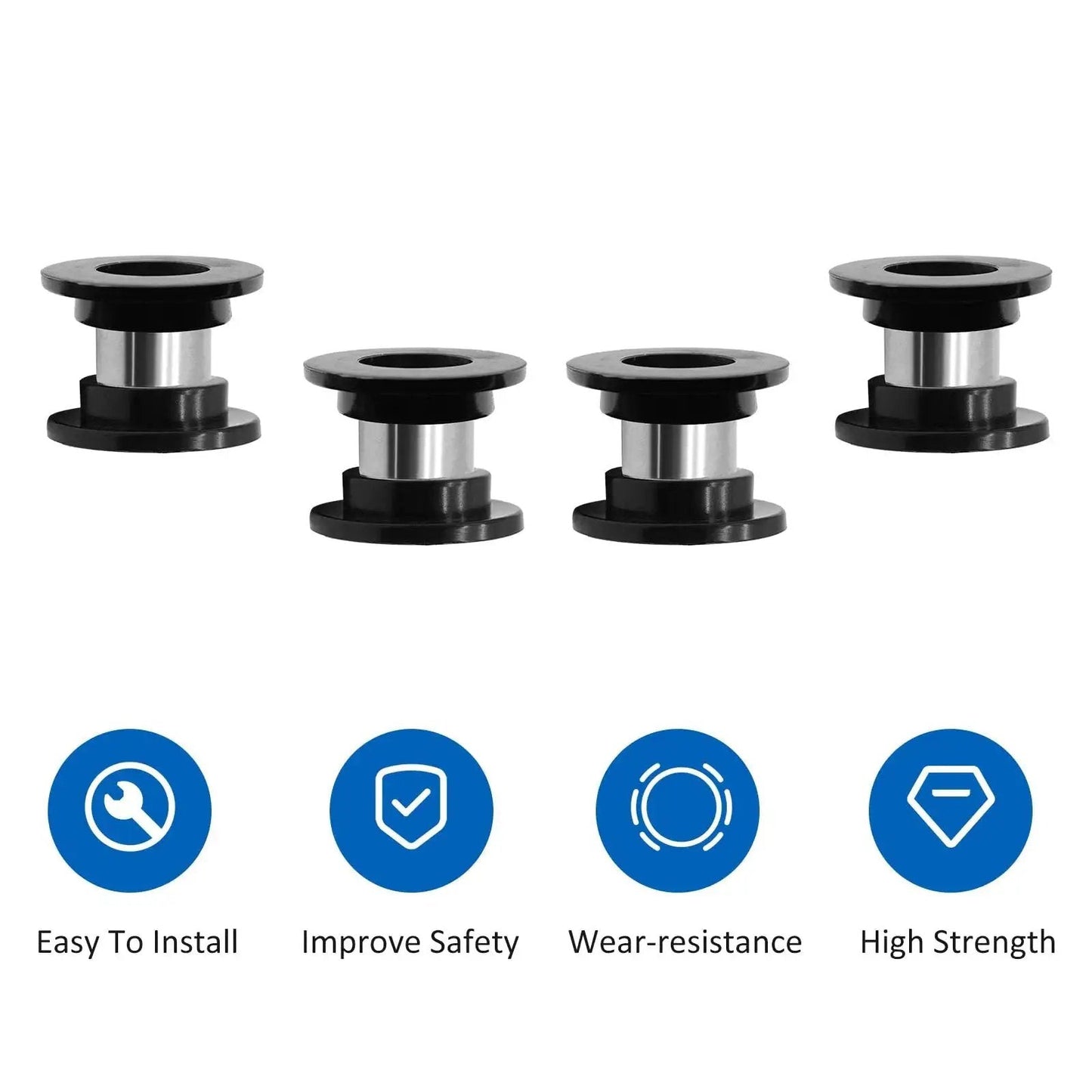 Four Piece Bearing Sleeve Kit with wear-resistant POM nylon for Arctic Cat ATV models 1996-2006, focus on safety and durability.